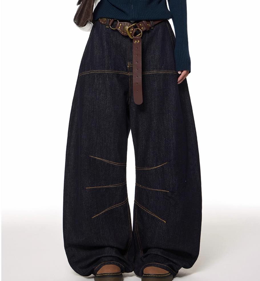 Men’s Black Denim Cotton Jeans Straight Wide Punk Hip Hop Trousers Pants Casual