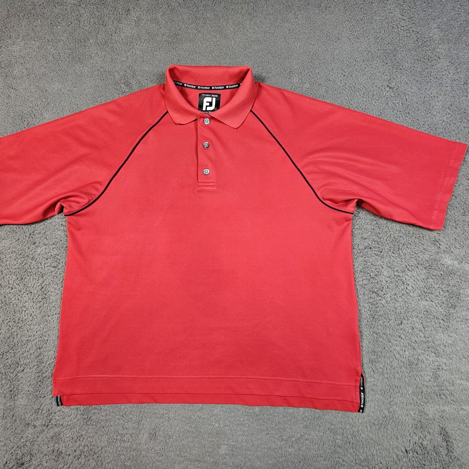 Footjoy Golf Polo Mens Large Red with black trim Golf Polo Performance Shirt