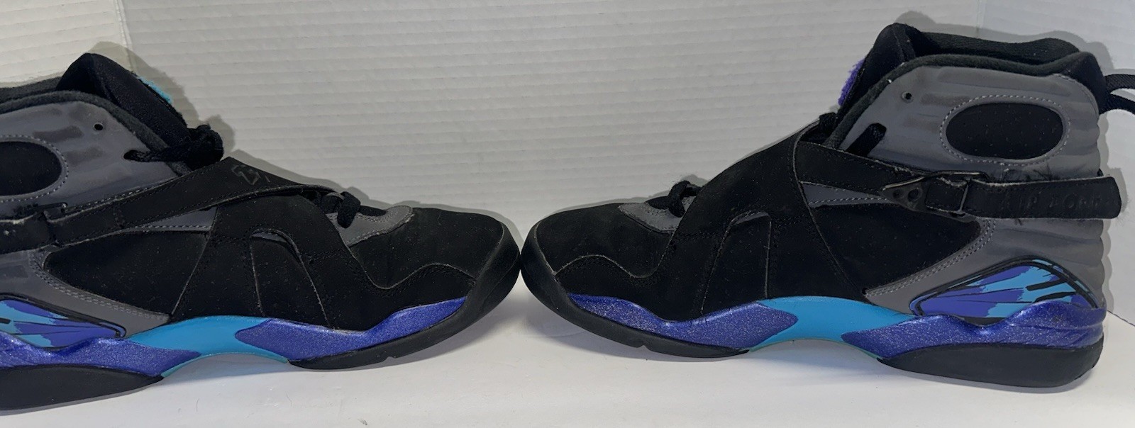 Air Jordan 8 Retro Aqua – Chrome Playoff Blue Black White – Size 7Y Men’s 6 EU40