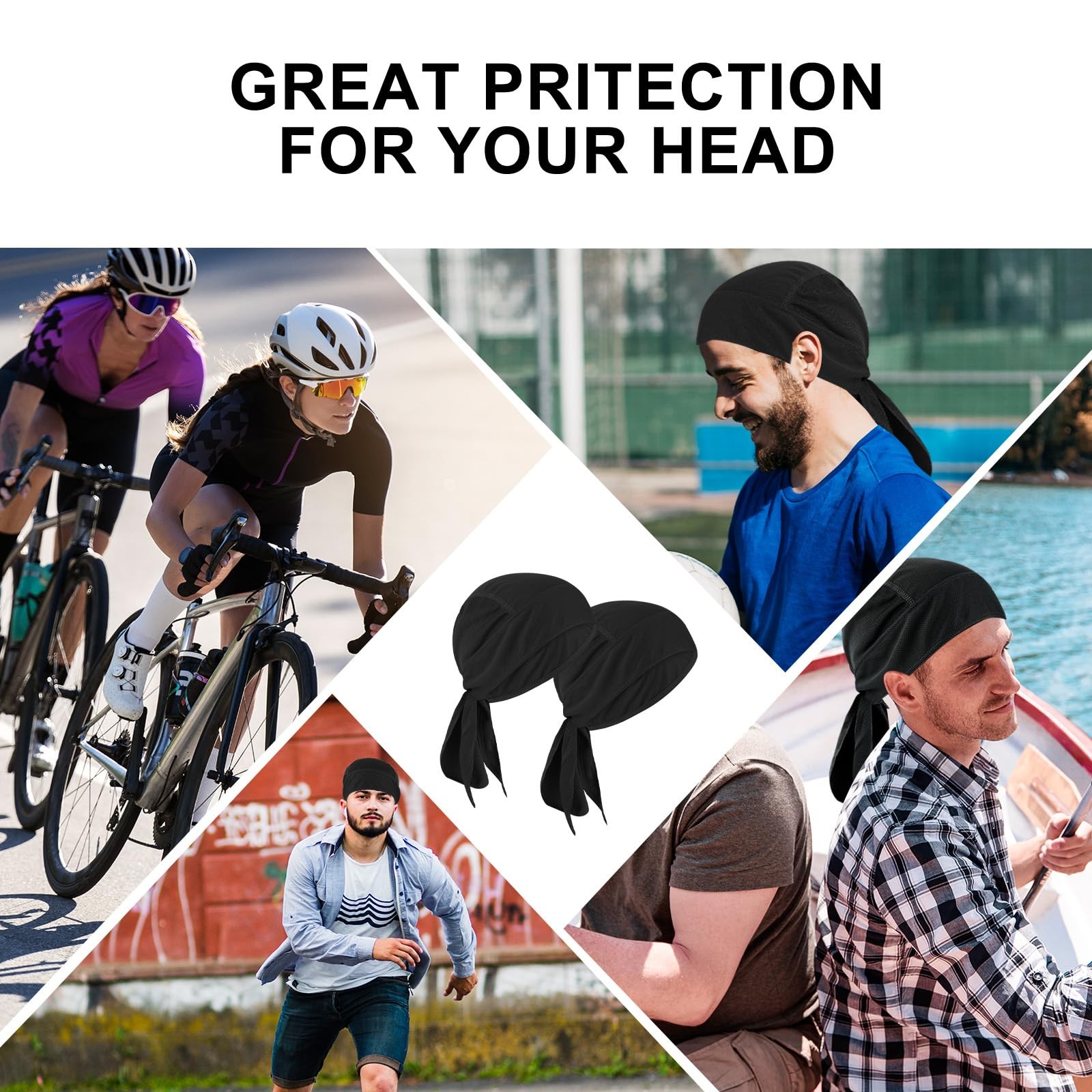 Do Rag Skull Cap Sweat Wicking Doo Rags Cooling Helmet Liner Hat Cycling Bandana