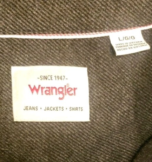 Wrangler Flannel Knit Men’s Shirt Button Down Size: Large 2-Way Stretch,Gray NWT