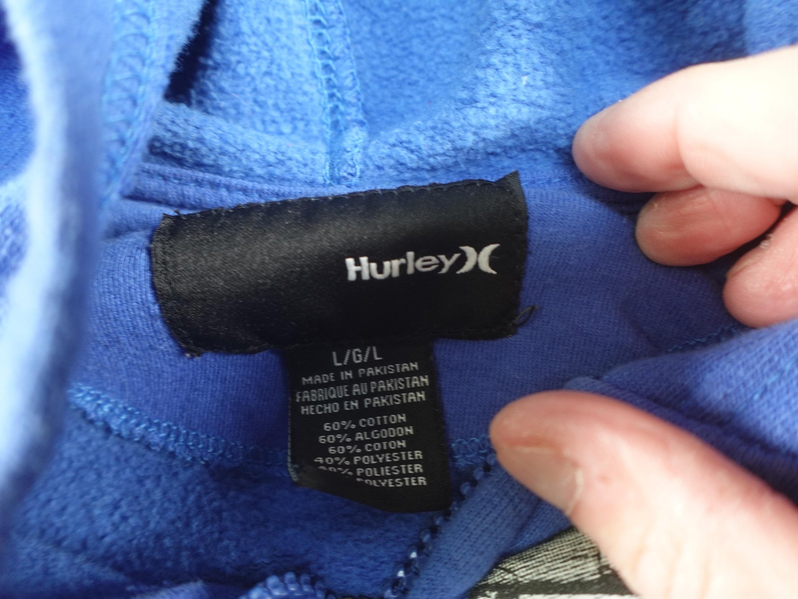 Y2K Hurley Hoodie Youth Large Blue Skater Skateboarding Surf Logo Sweatshirt