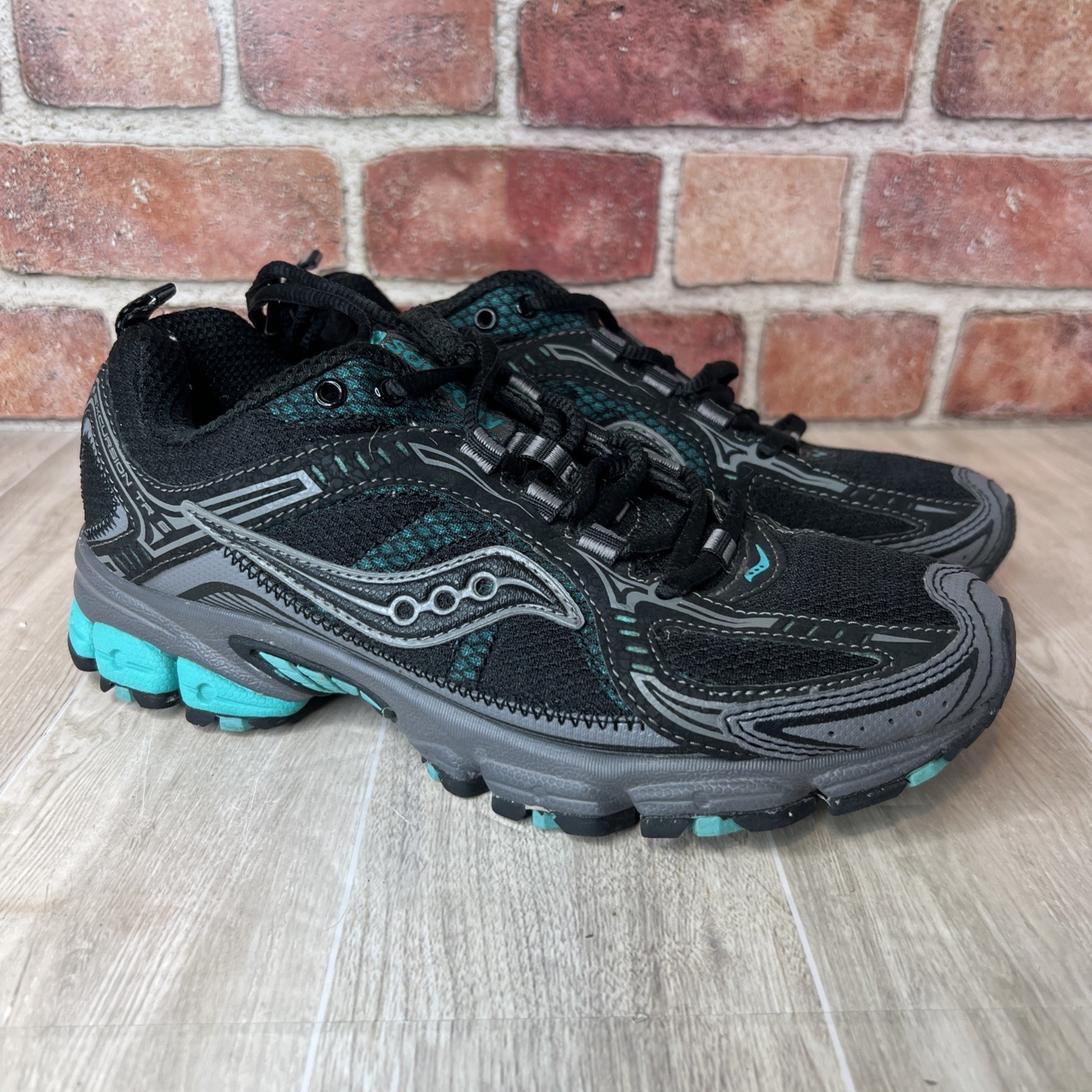 Saucony Grid Ramble TR3 Womens Size 7 Trail Running Shoes Black Teal Y2K 👀