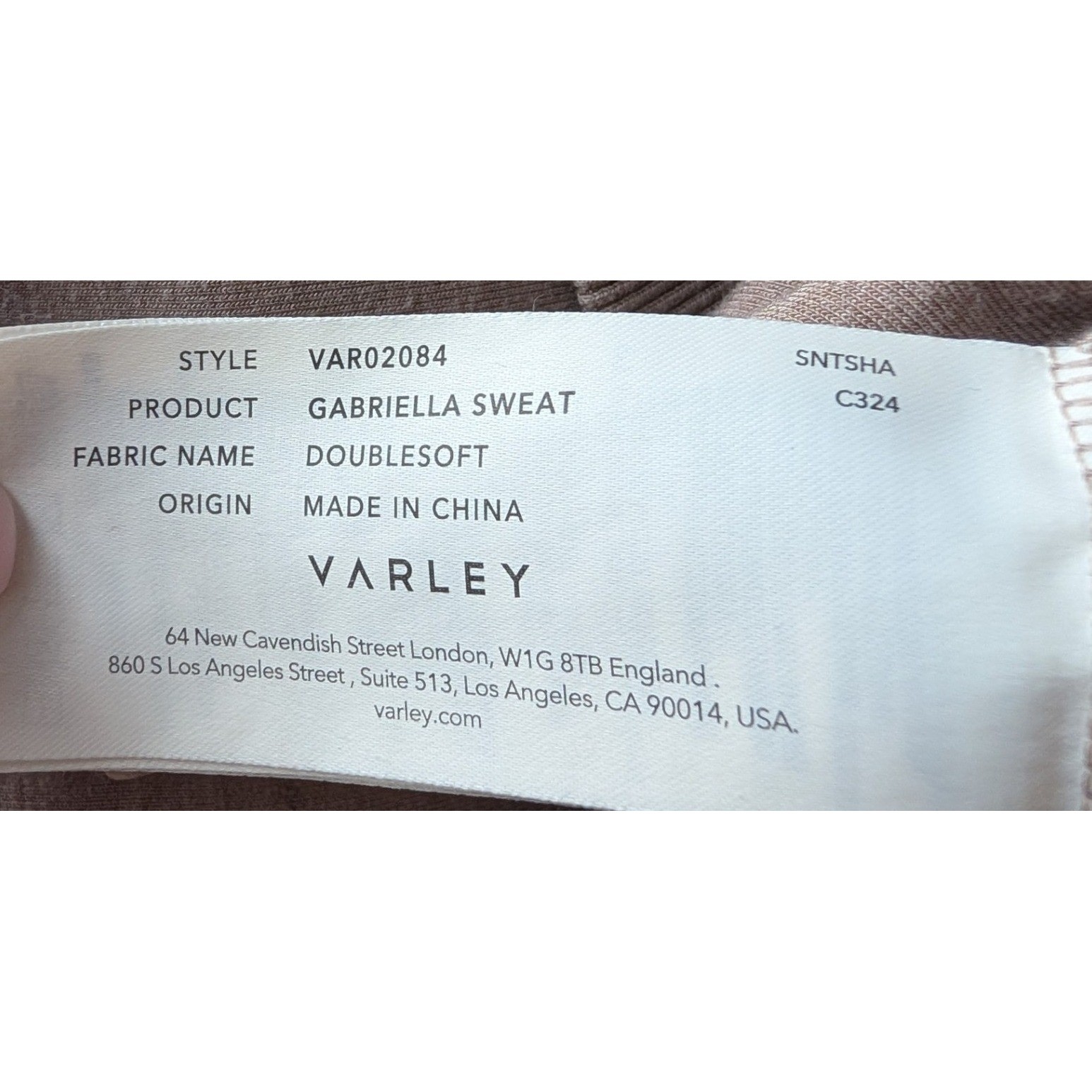 Varley DoubleSoft Gabriella Sweat & Relaxed Pant Set Women L Taupe Athleisure