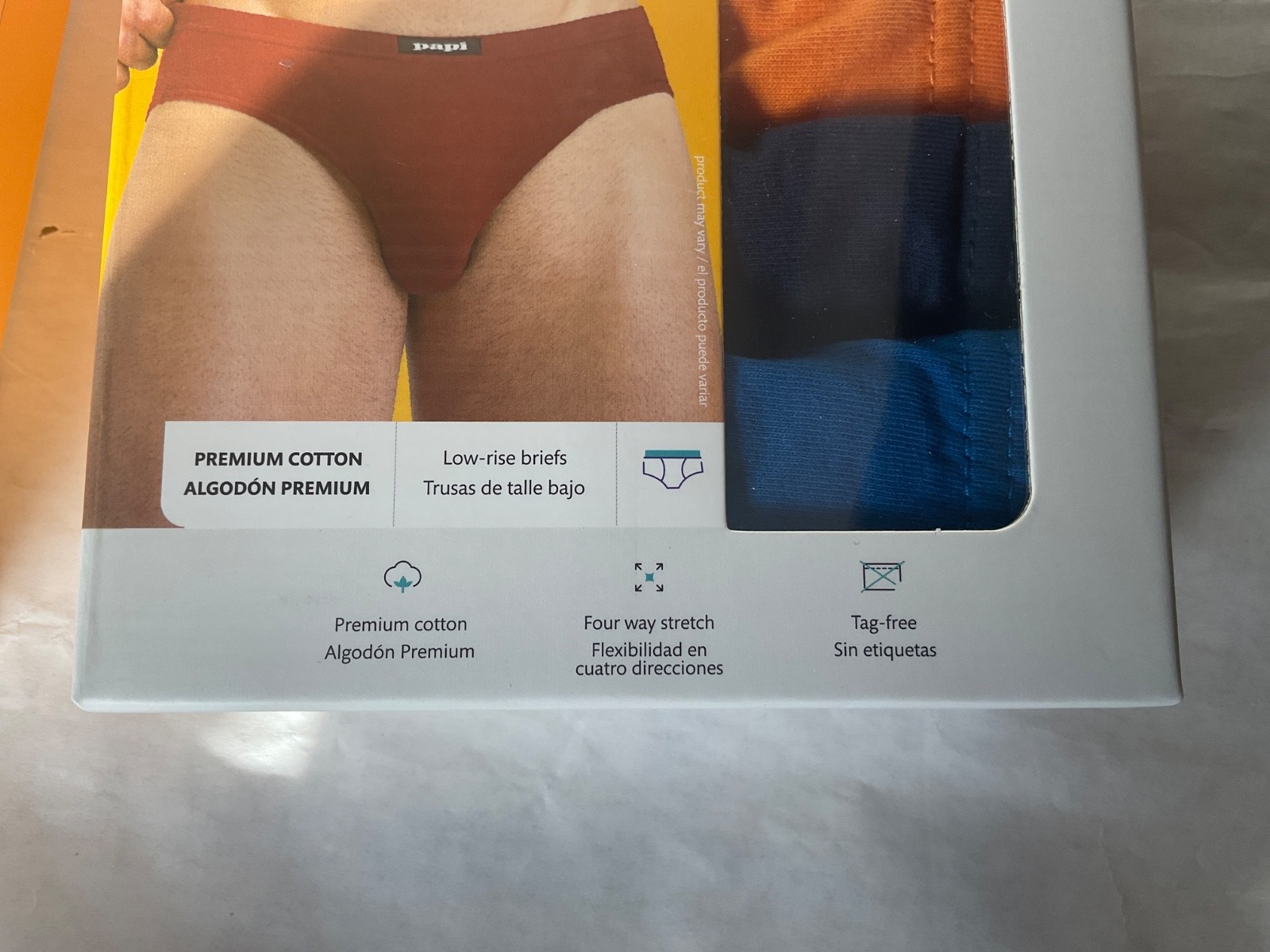 Papi 6 Pack Low Rise Soft Premium Cotton Briefs New Blue Orange Yellow