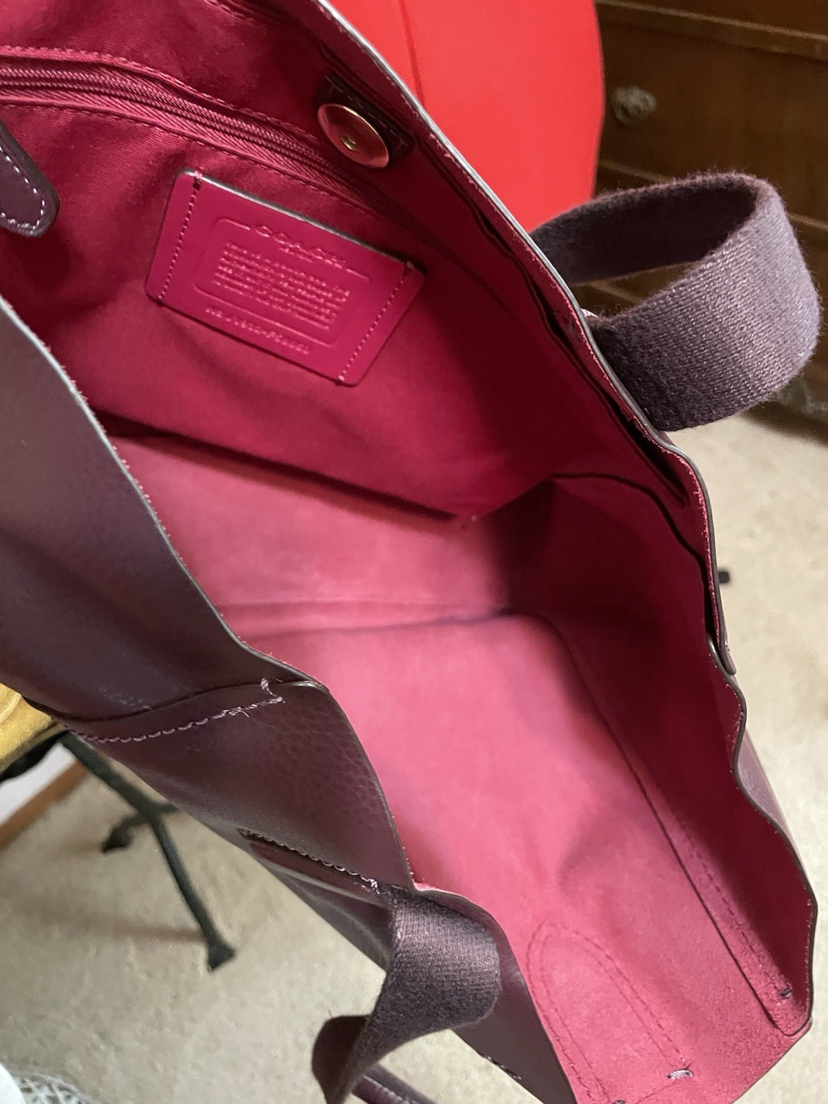 Coach Derby Tote Leather Burgundy Shoulder Bag NWT