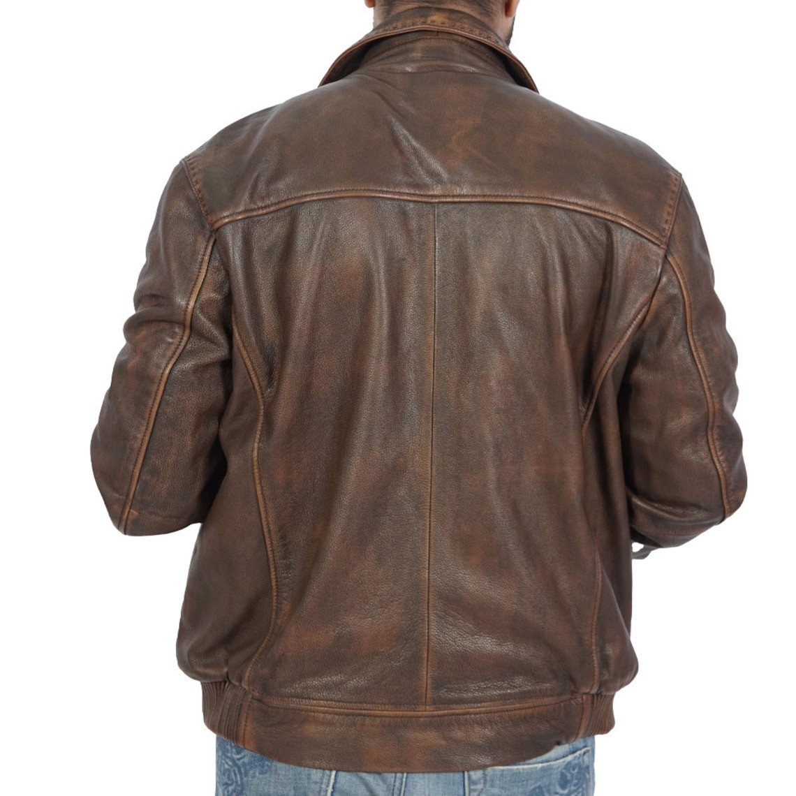 Boston Harbour Callister Leather Bomber Jacket Dark Brown