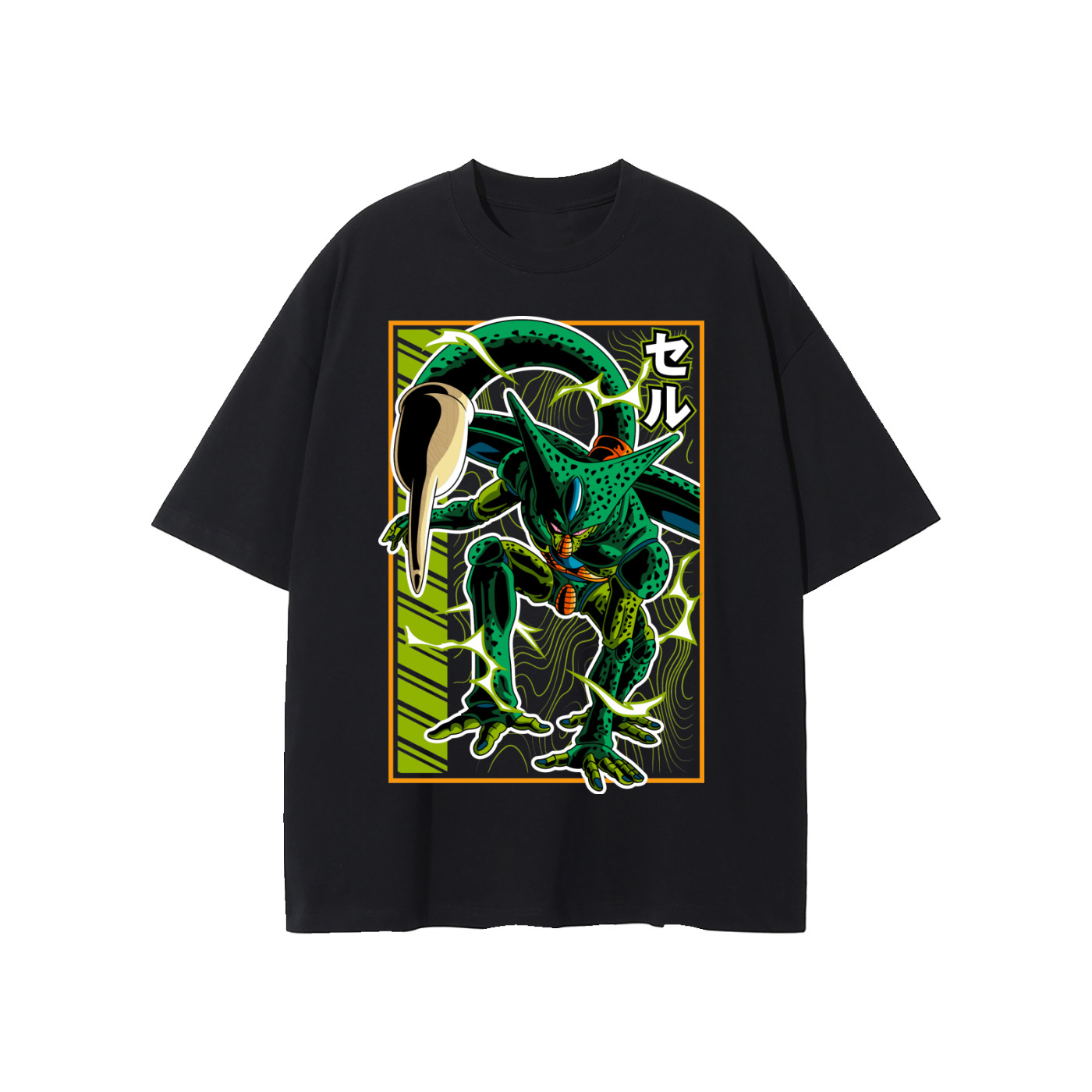 T-Shirt Dragon Ball Z Cell Imperfect DBZ Tee Oversized Anime Japanese Saga Cell.
