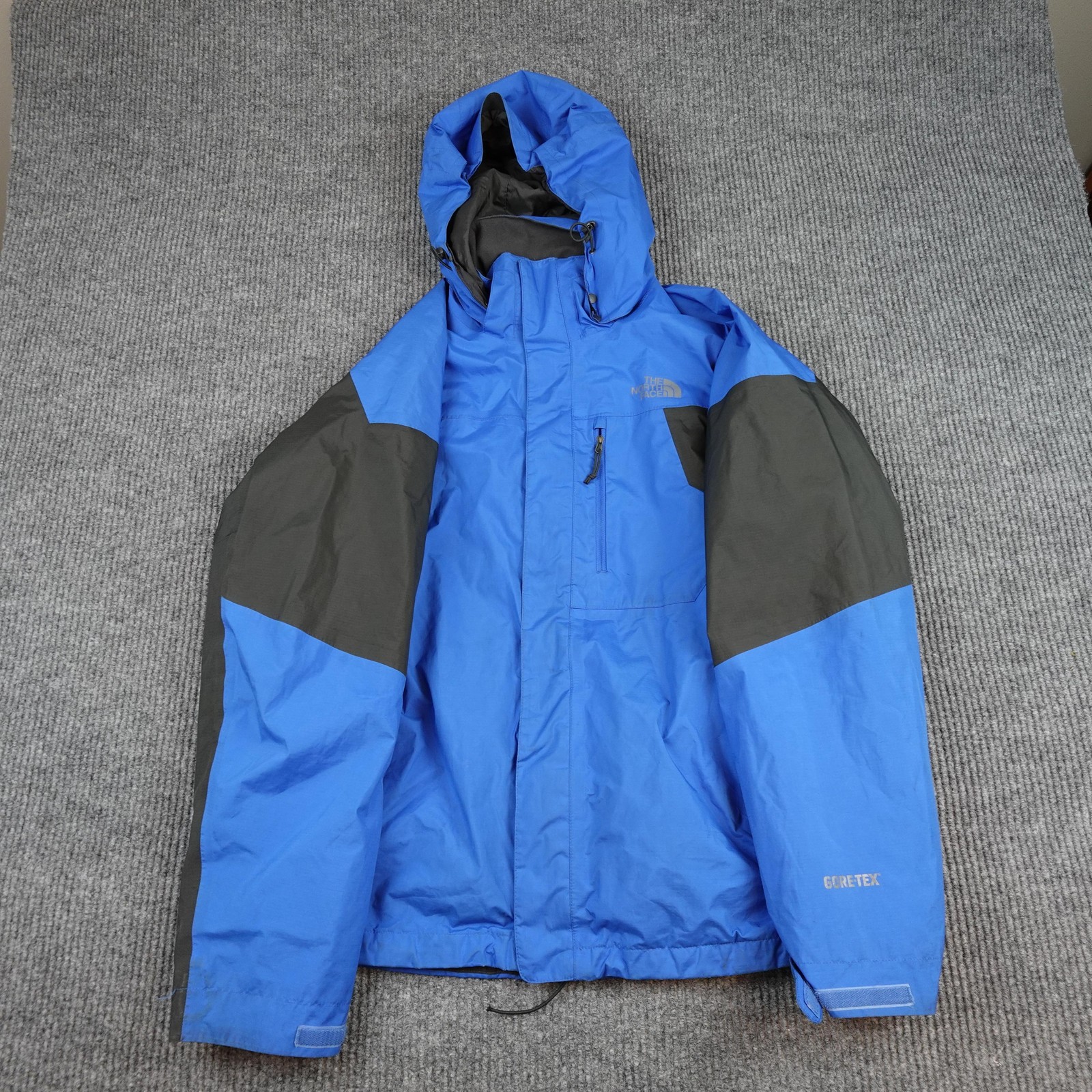The North Face Goretex Jacket Mens Large Blue Hooded Ski Snow Shell Waterproof