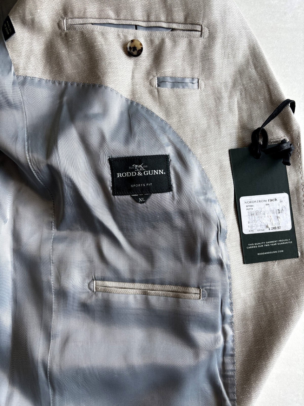 Rodd & Gunn Roving Beach Wool & Linen Sport Coat L-XL, PUTTY