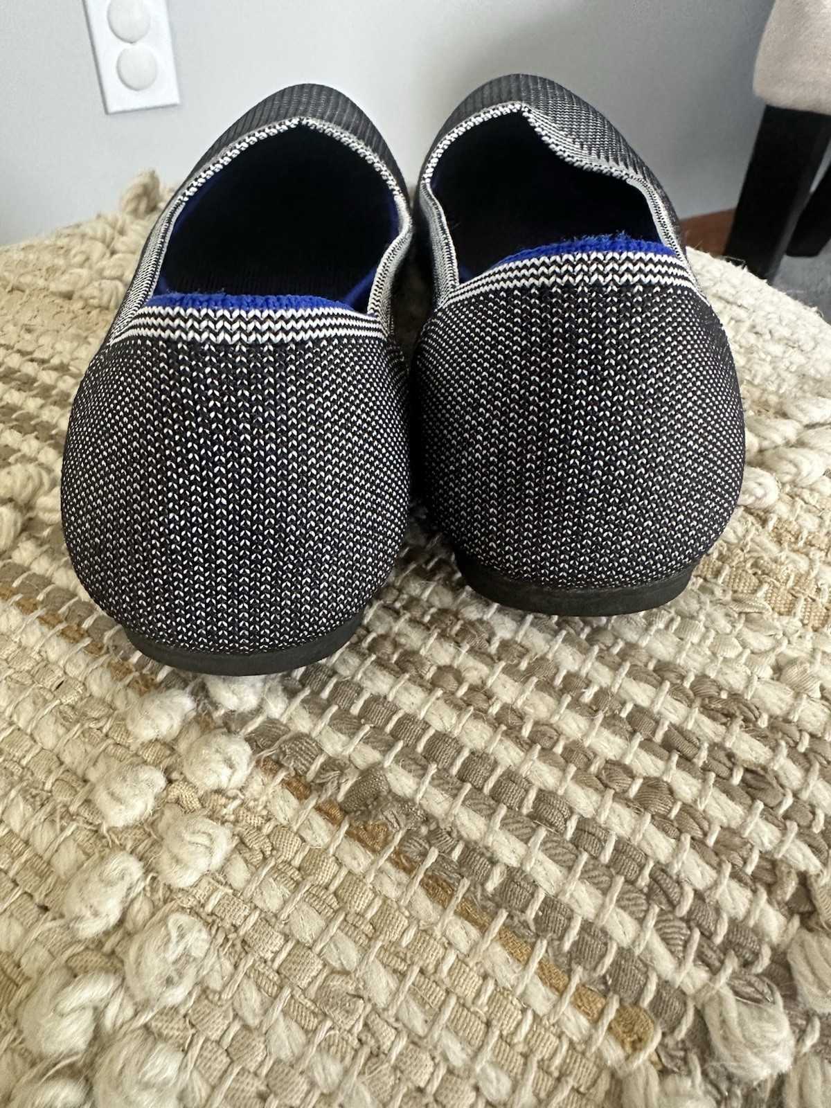 Rothys Black White Houndstooth The Daily Flat Sz 8.5 Washable Ballet Flats
