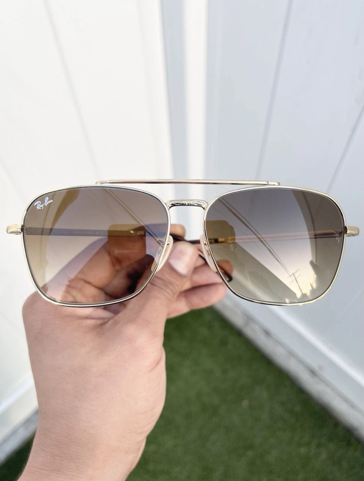 NWT Authentic Ray Ban New Caravan RB3636 3636 Gold Brown Lens 001/51 Size 58/14