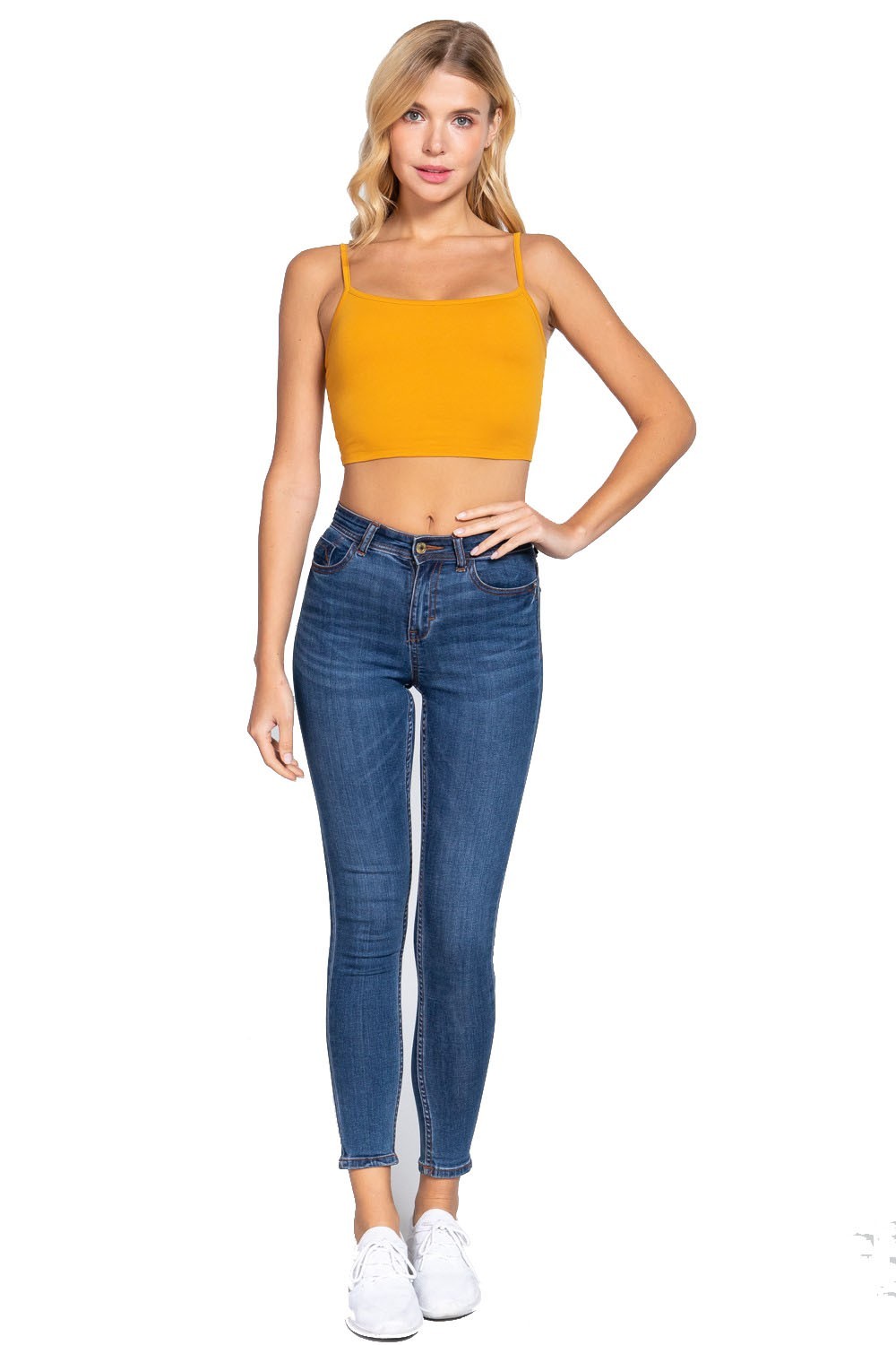 (Active Basic) 2 Ply Cami Crop Top Cotton/Spandex | Soft Stretch Jersey Tank