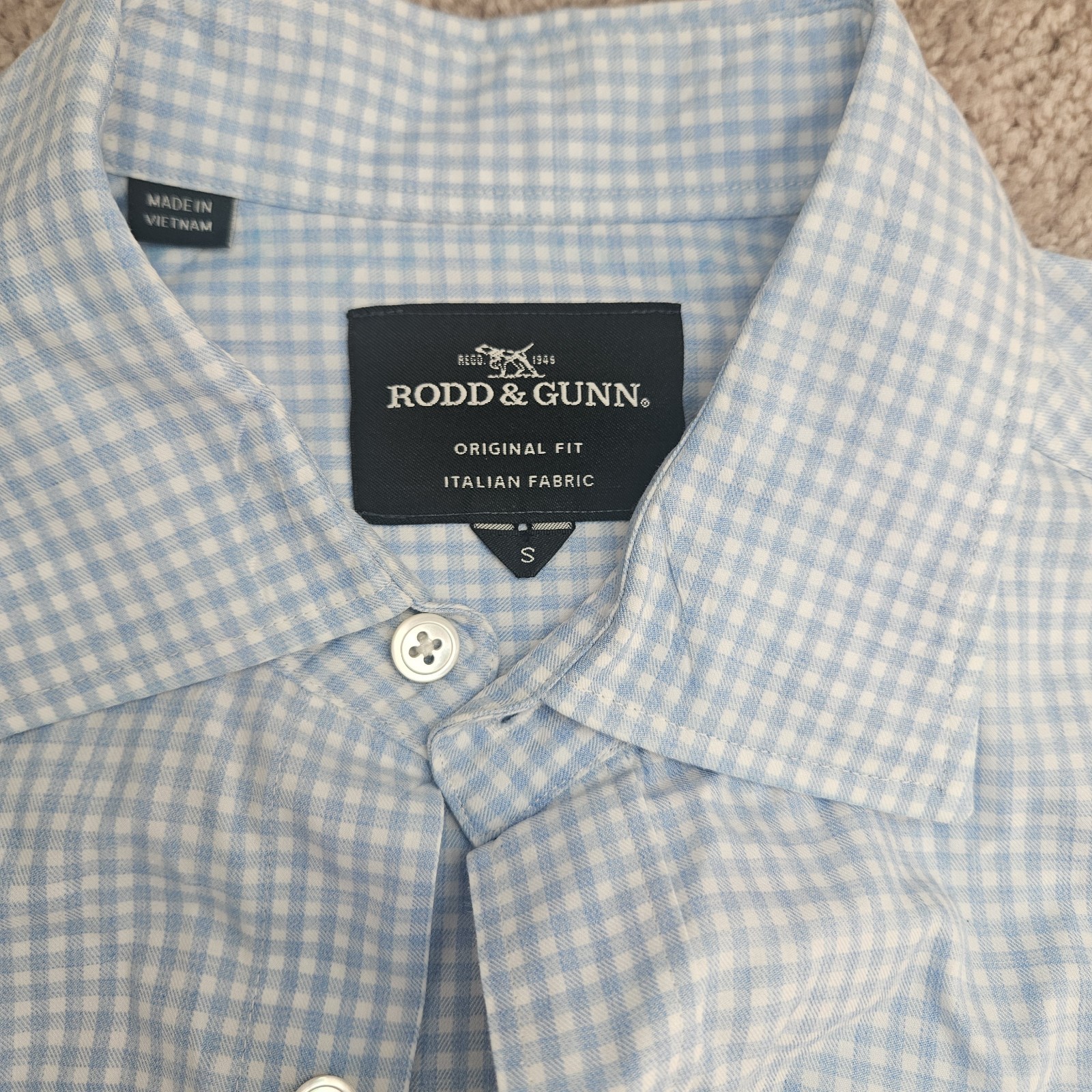 Rodd & Gunn Button Down Shirt Light Blue Check Glacier Mens S 100% Cotton LP5781
