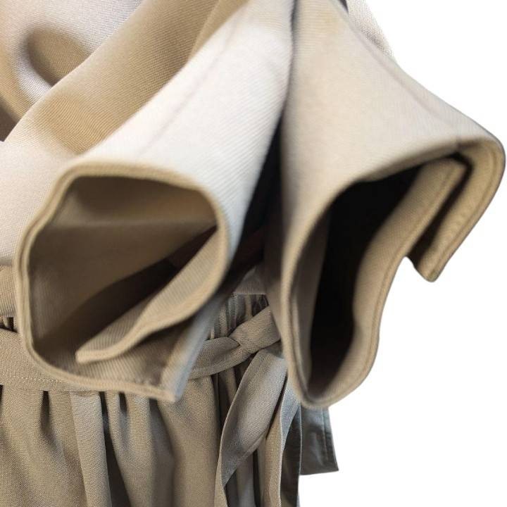 HYKE Beige Asymmetrical Belted Dress Size 2 Japan Elastic Waist Minimalist