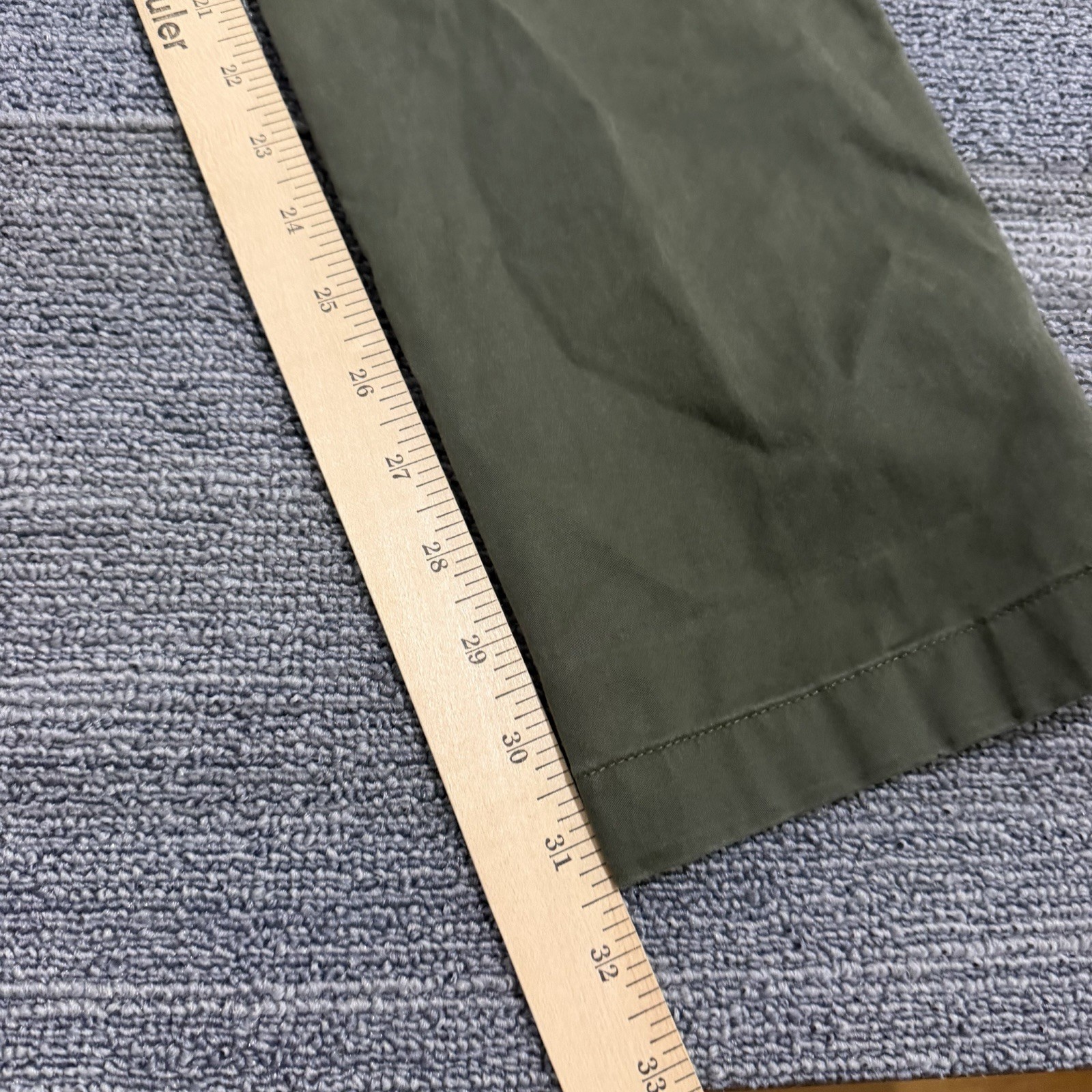 Asket Pants Mens 31×32 Green Cotton Stretch The Chinos Flat Front Straight Leg*