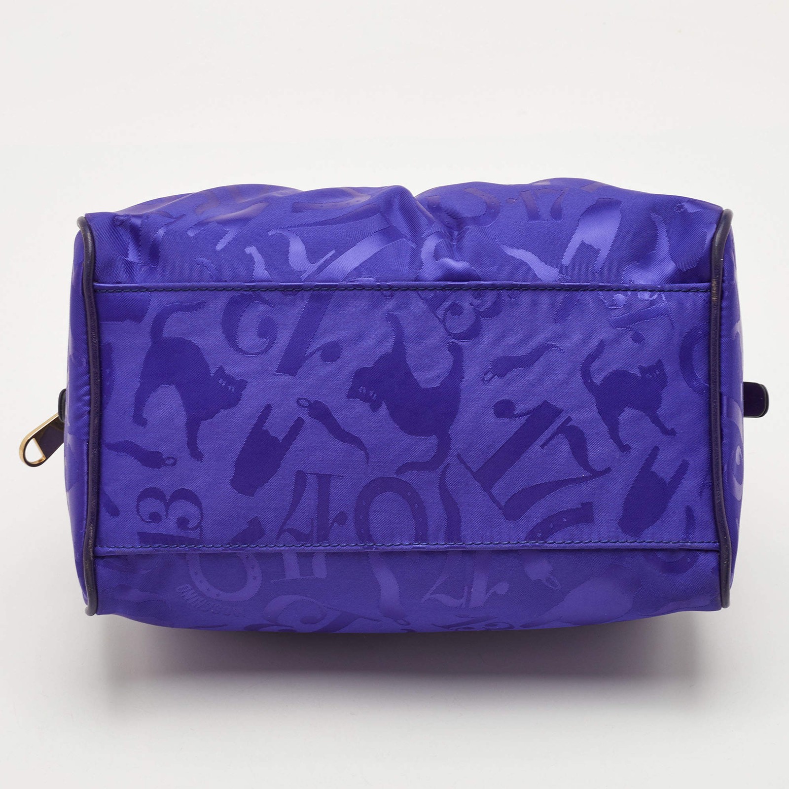 Moschino Redwall Medium Blue Nylon and Leather Satchel