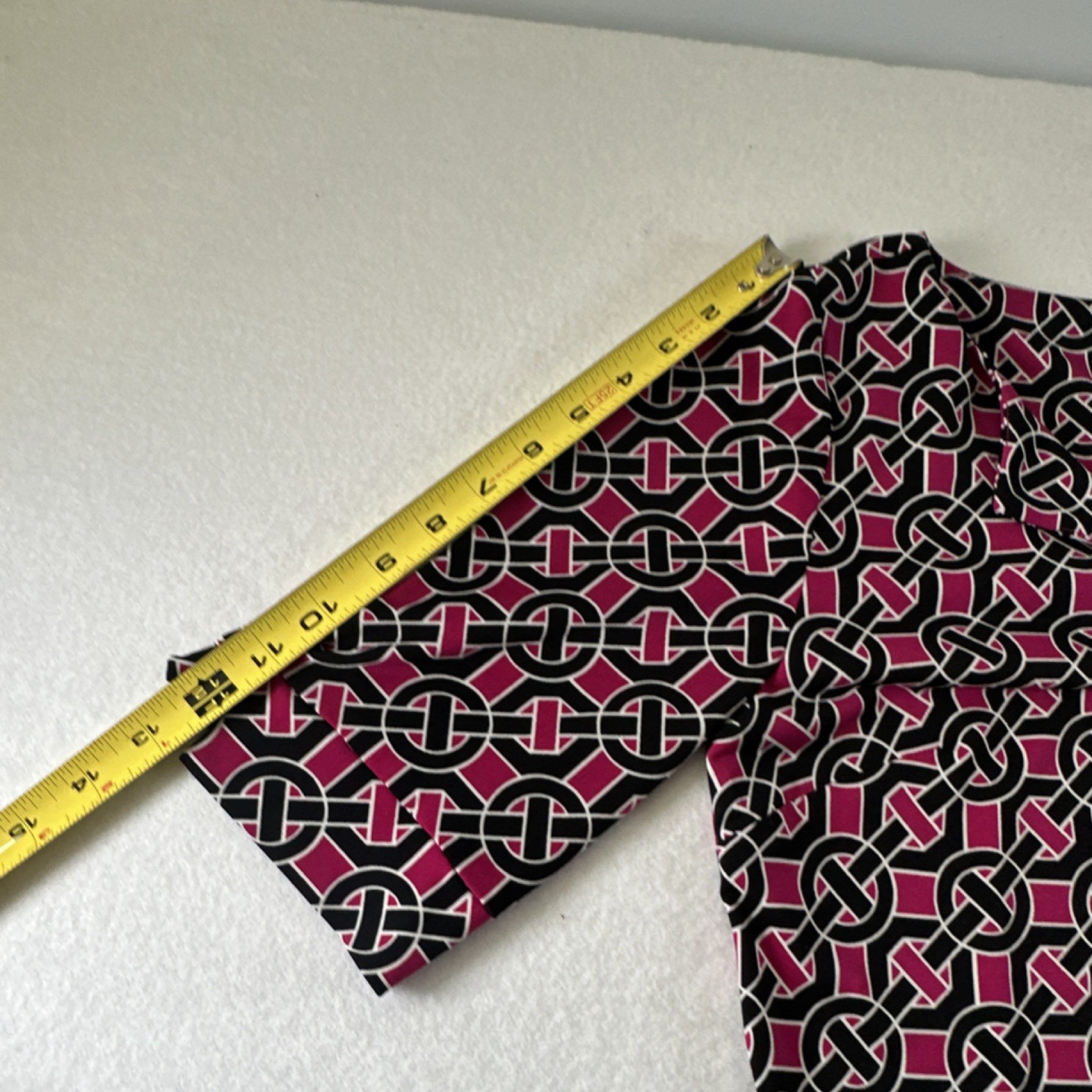 Laundry by Design 6P Pink/Black/White Geometric Shift Dress 3/4 Sleeve V-Neck