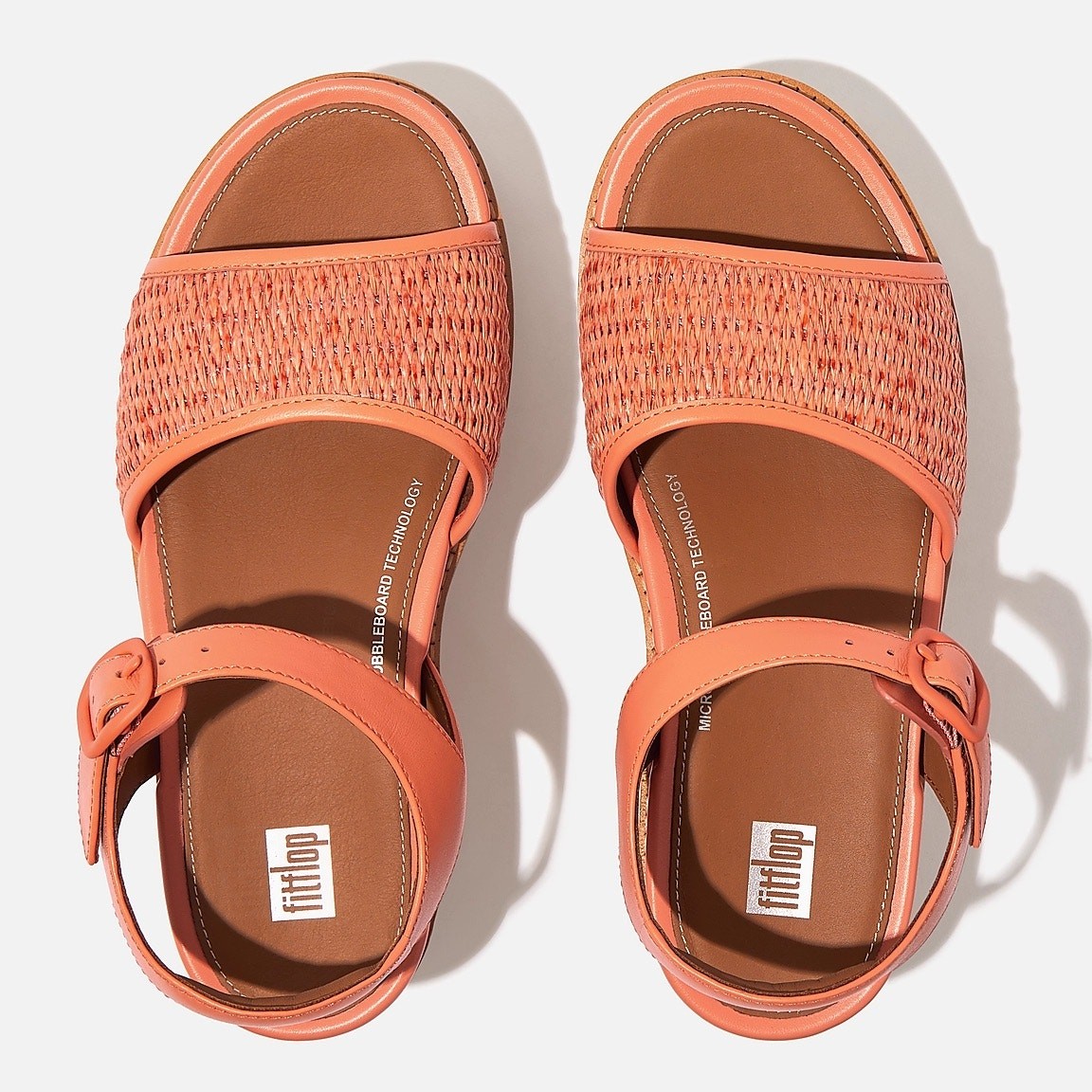 Fitflop Eloise Cork Wrap Woven Back Strap Platform Sandals Sunshine Coral 8