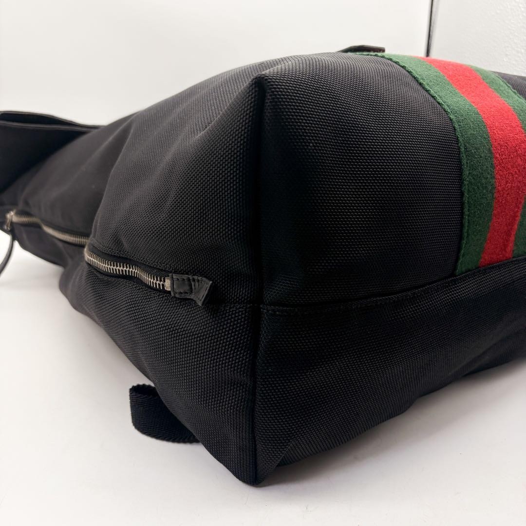 Gucci backpack techno canvas Sherry line leather black Gift Present 0611b