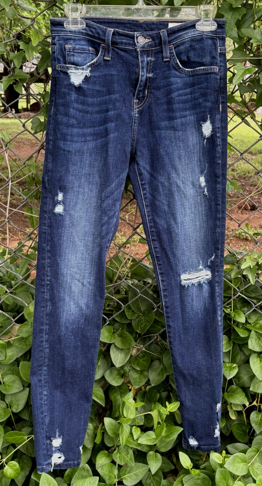 Bridge By Gly High Rise Ankle Skinny Stretch Blue Jeans Destroyed Womens 26