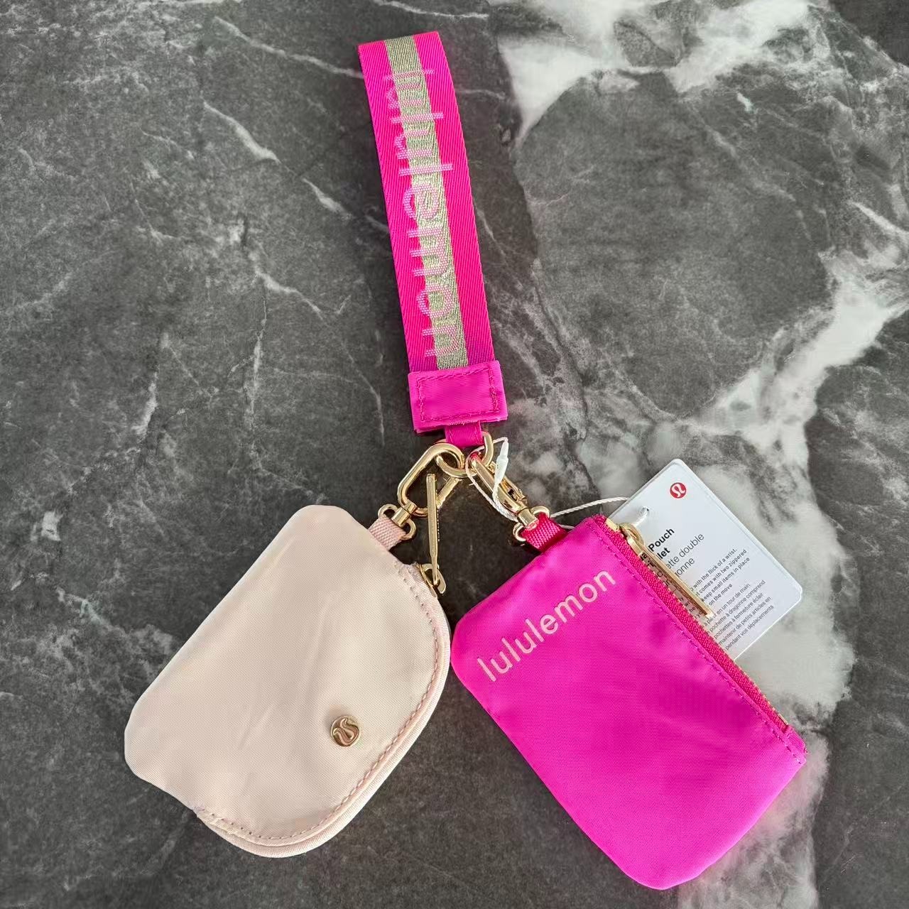 Lululemon Dual Pouch Wristlet Keychain Wallet Black, NWT