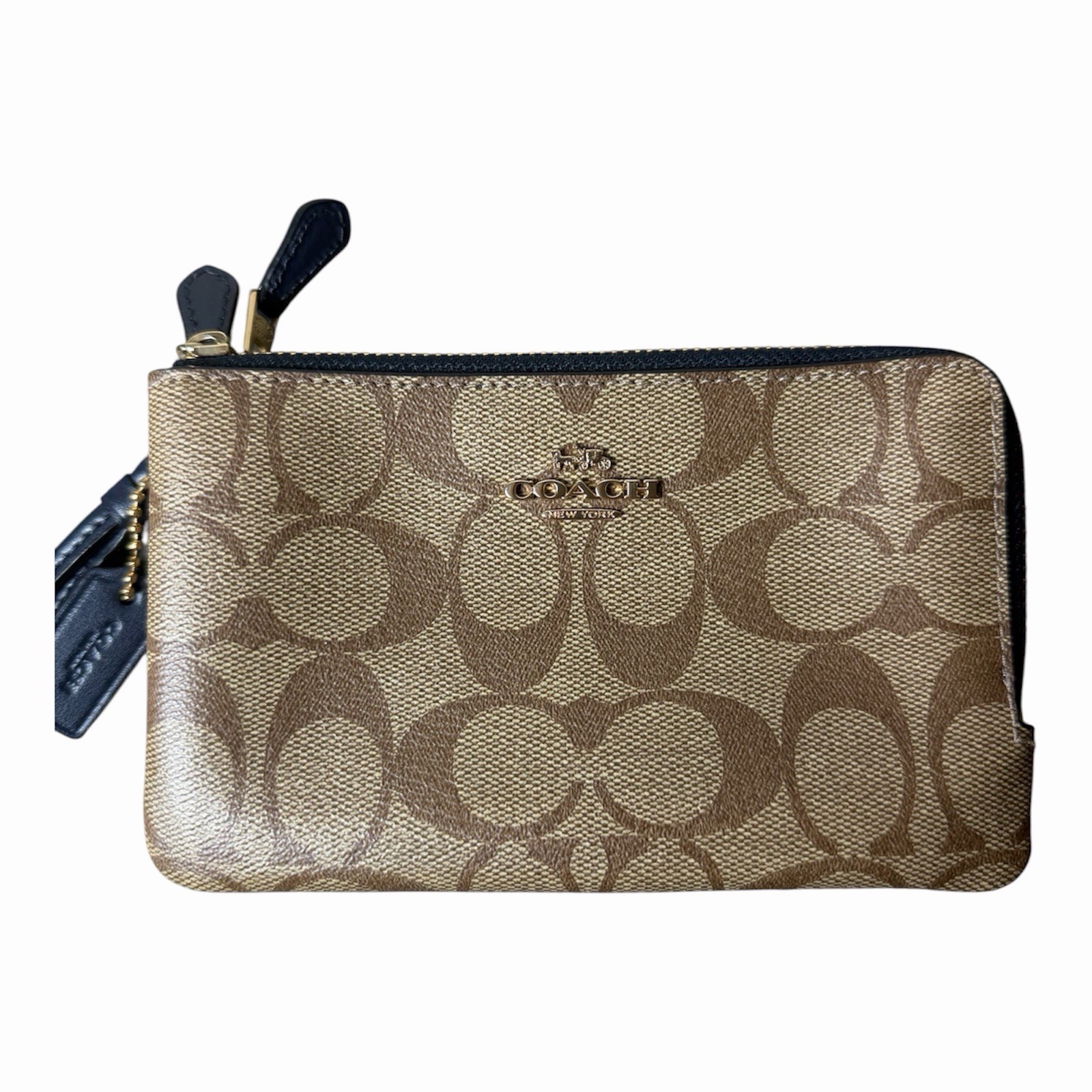 Coach Women’s Corner Zip Wristlet In Signature Canvas 6.25”x 4” x 1”