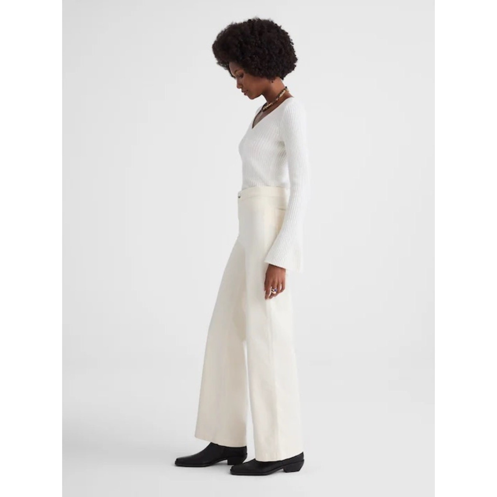 Madewell Wide Leg Corduroy Pants Vintage Ivory 25P NWT