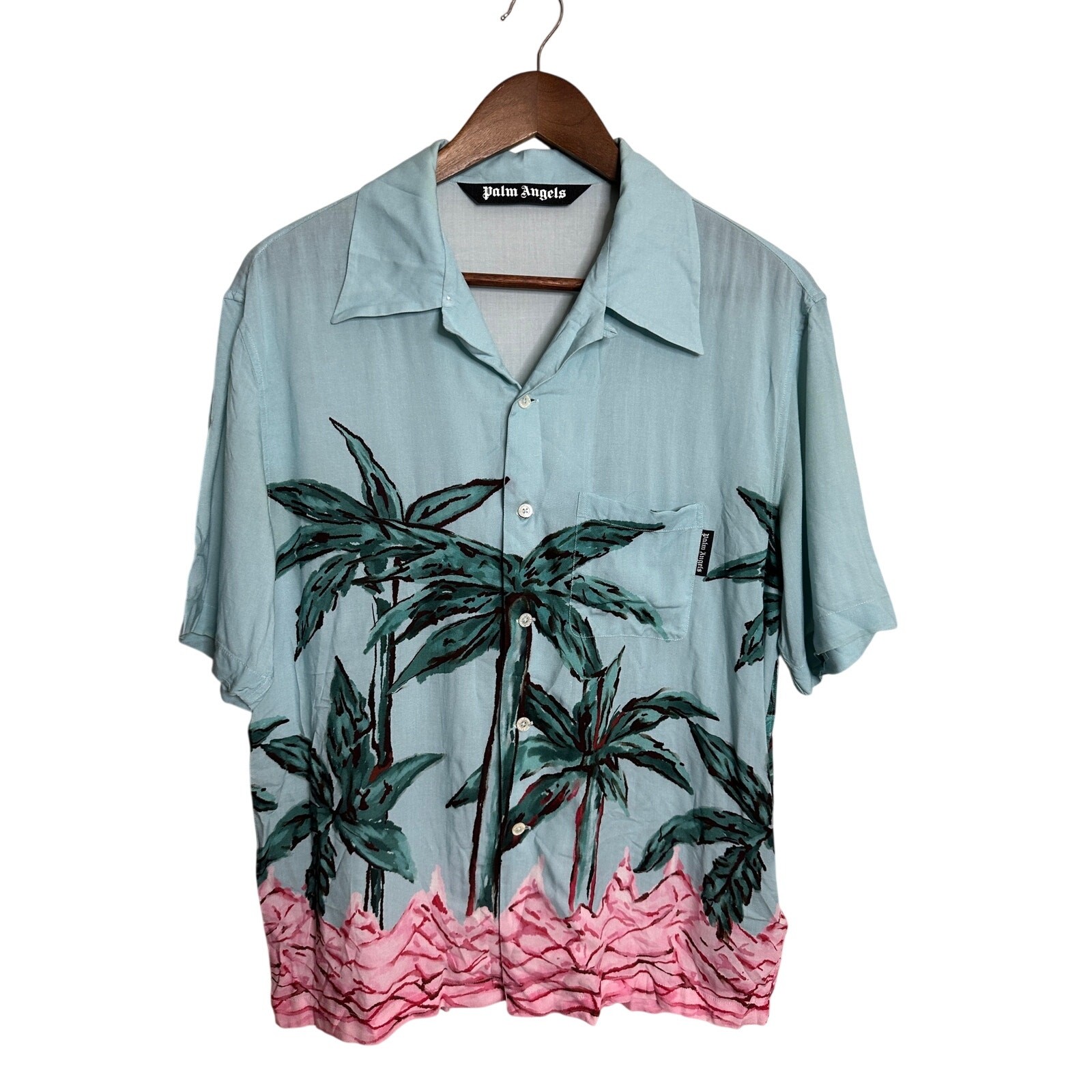 Palm Angels Palms Row Bowling Shirt Mens 50 US L NWOT Made in Italy