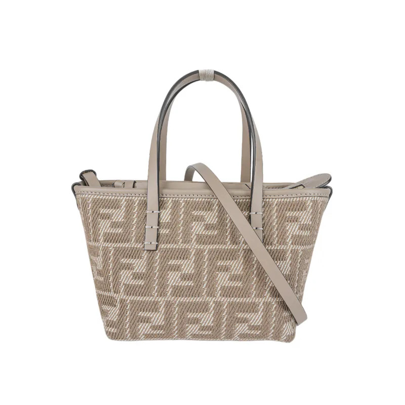 FENDI Roll Jacquard Tote Shopping Bag Handbag Mini Women’s Gray 6.1×4.3×5.1 in