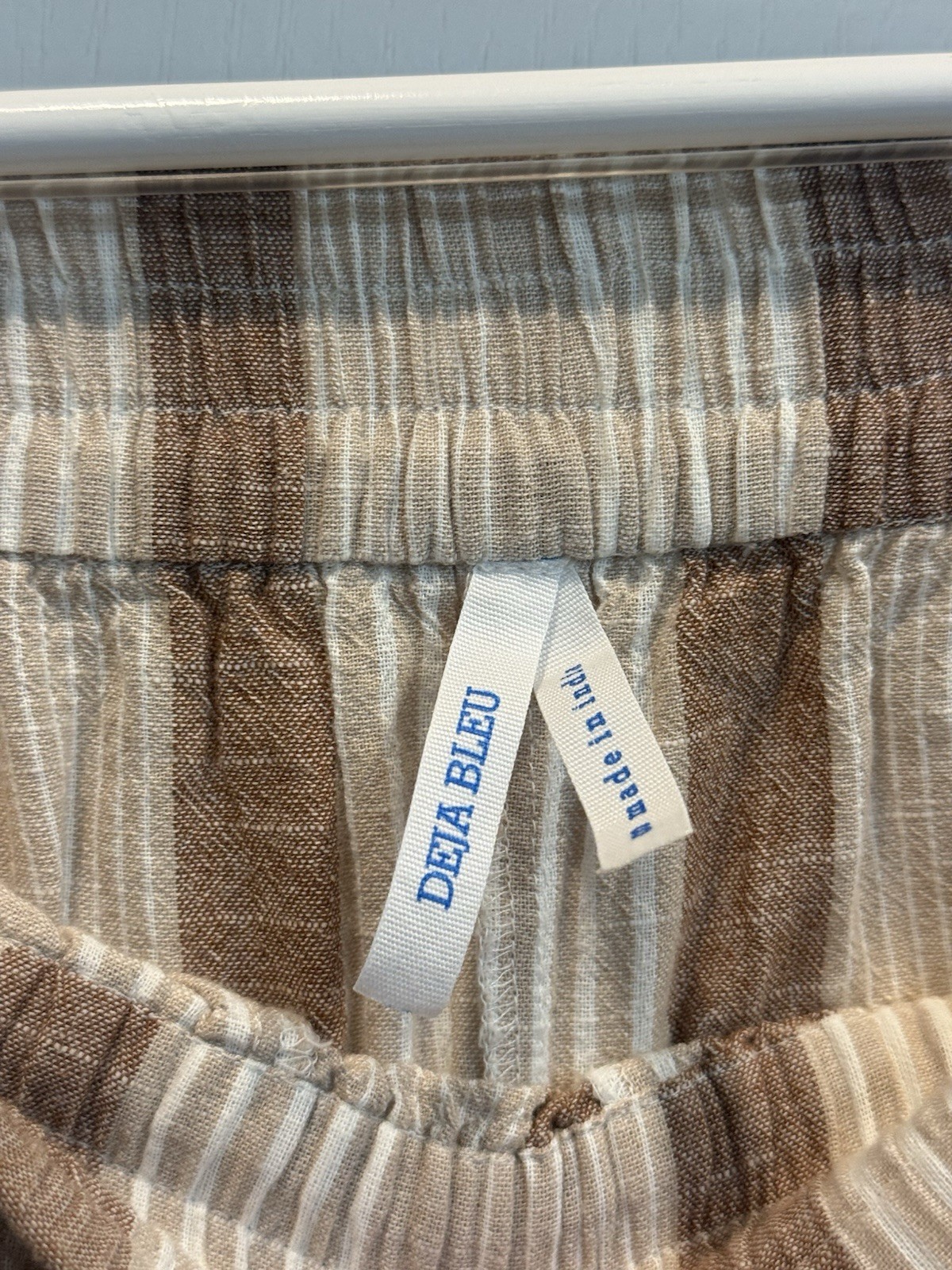 Striped Stretch Waistband Pants Deja Bleu Brand 100% Cotton Size Medium