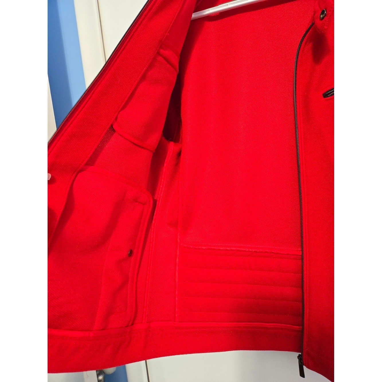 Zara Red Moto Jacket Full Zip Mock Neck Jacket Size Medium