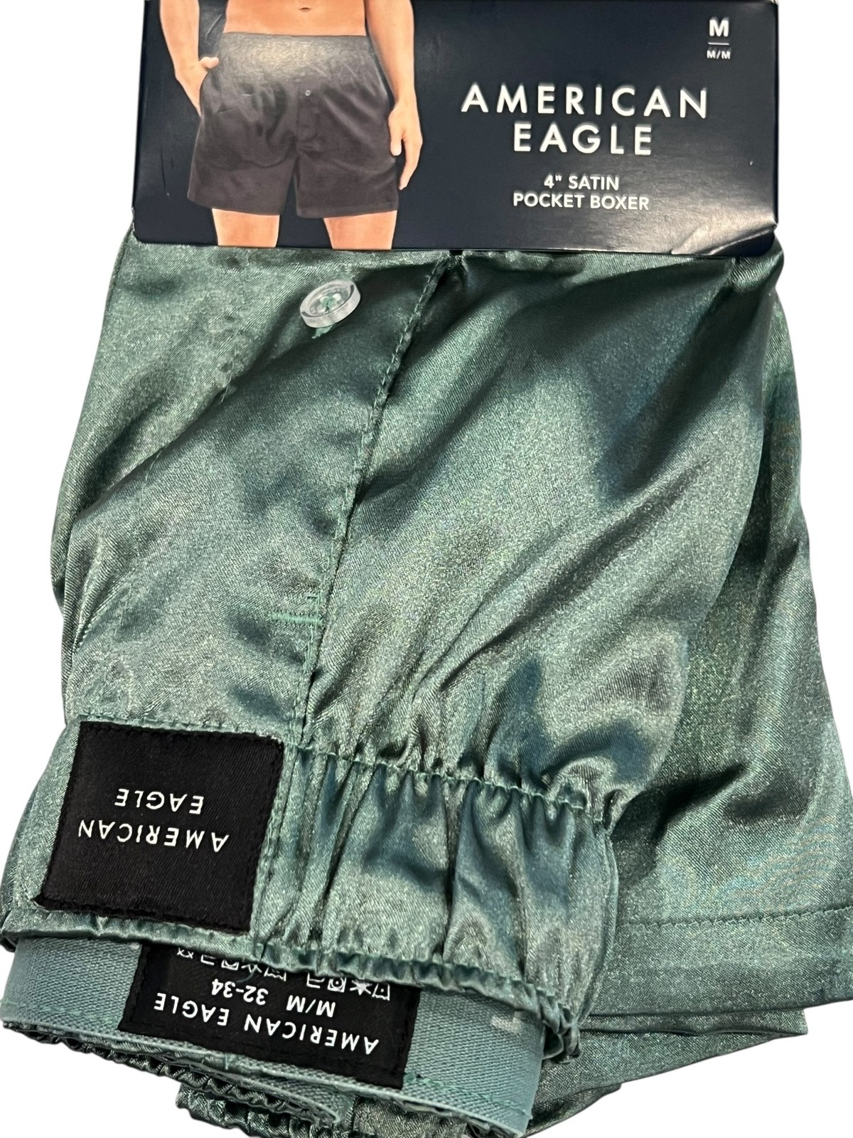 NWT AMERICAN EAGLE Satin Pocket Boxer Sz XS-S-M-XL Green #85