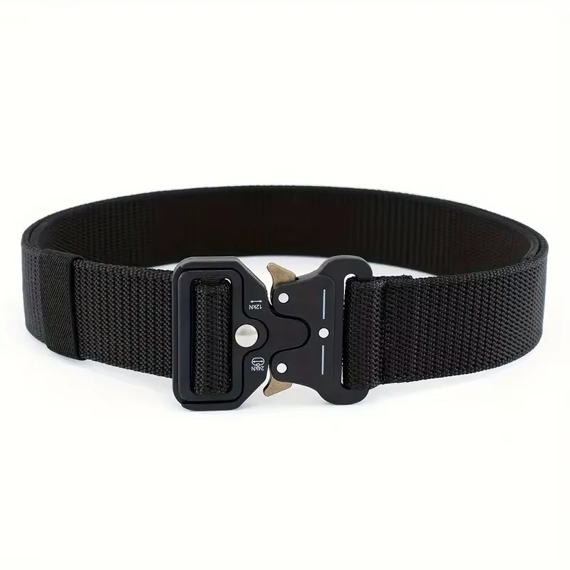 Black 115cm Tactical Canvas Nylon Survival Combat Belt Mens Outdoor Belt Sport