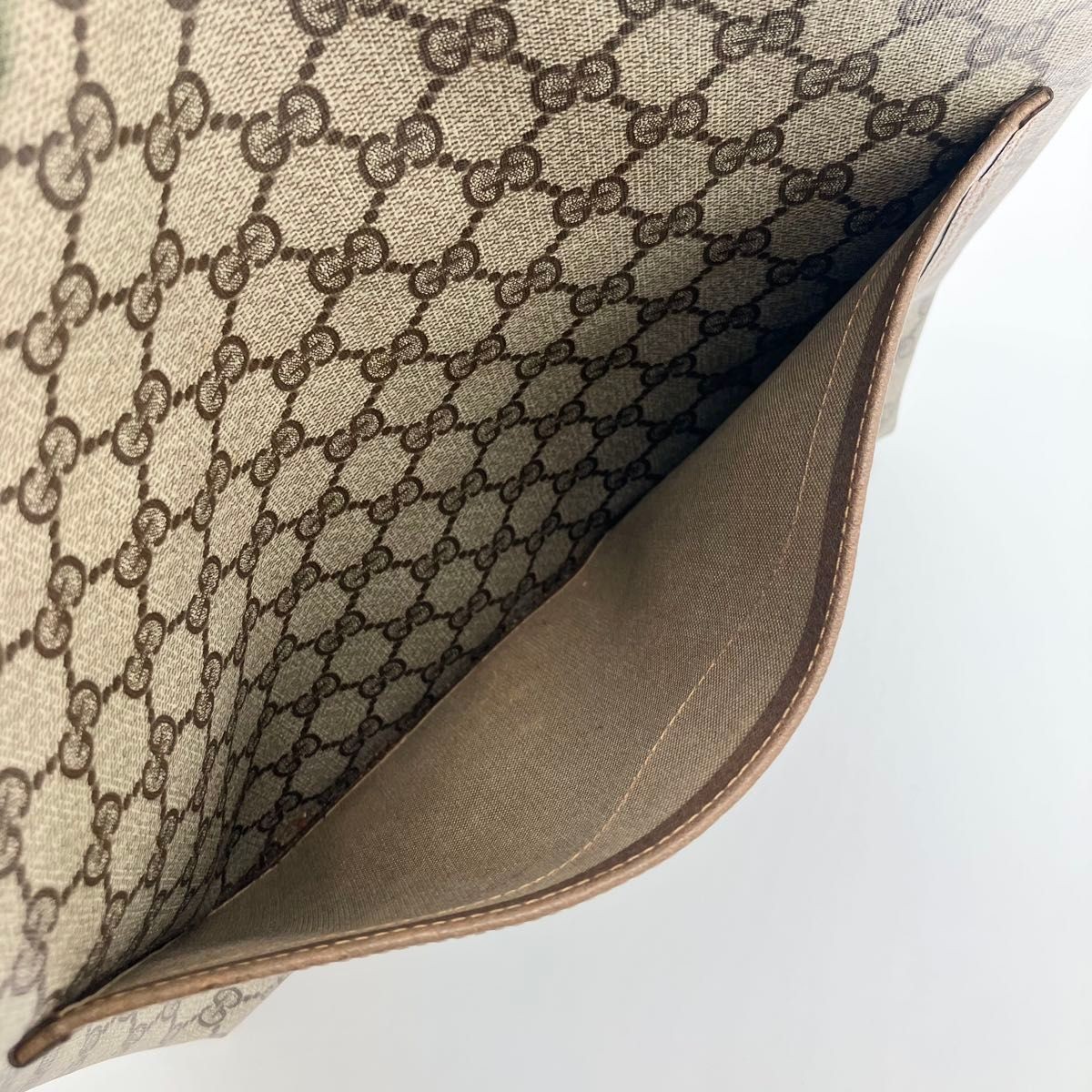 Gucci GG Supreme Sherry Line Tote Bag Interlocking Beige