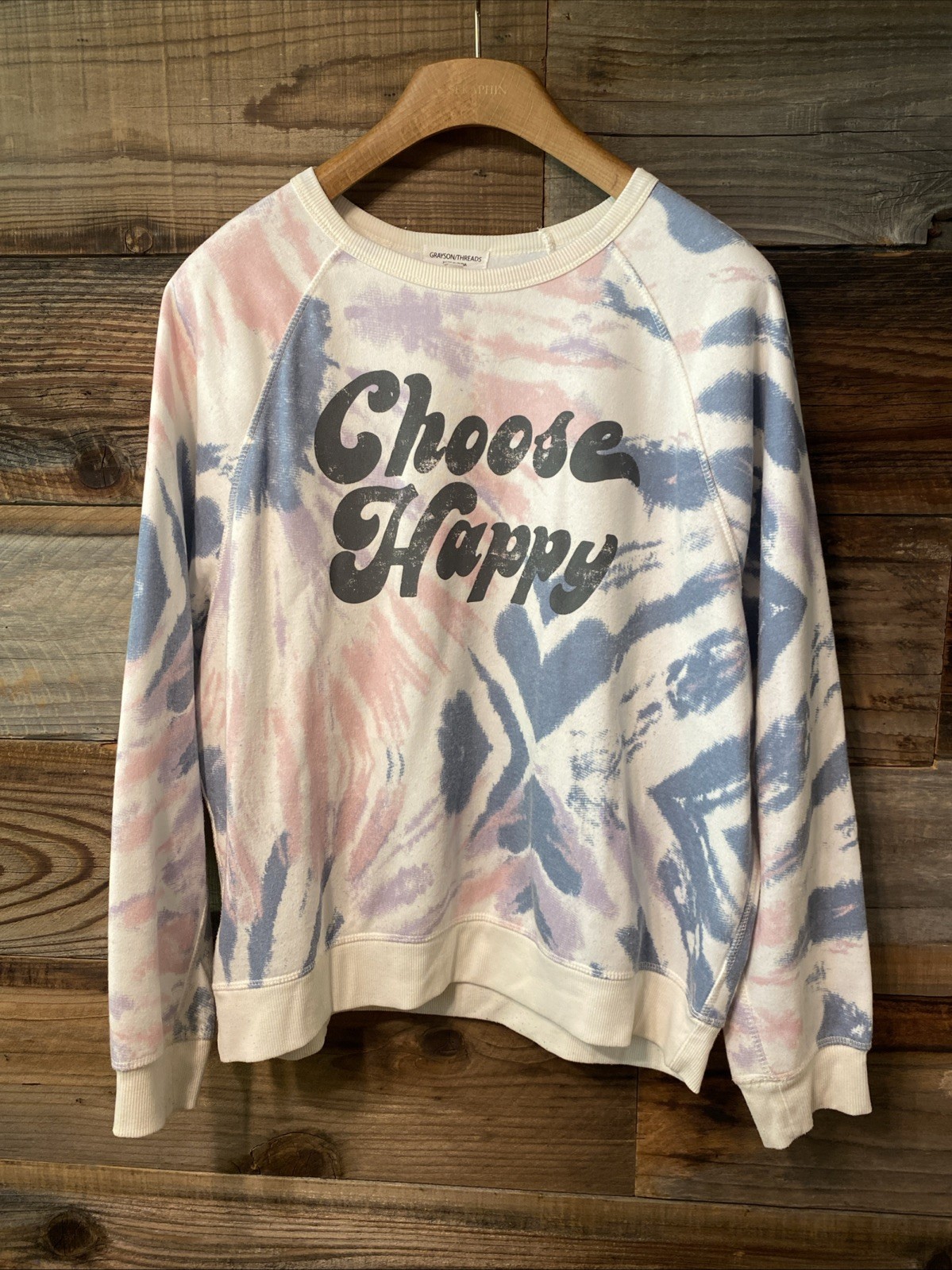 Grayson Threads Choose Happy Womens Oversized Sweatshirt Tie Dye XL Extra Large