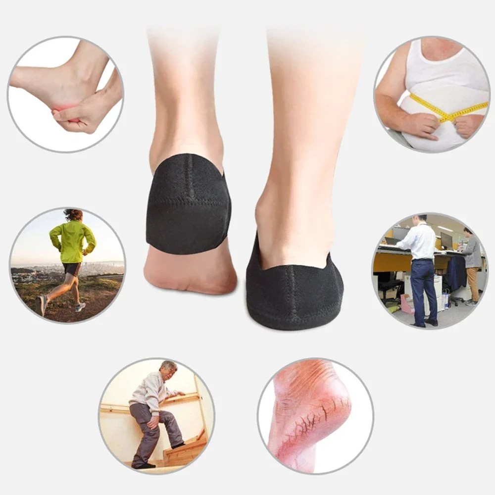 1Pair Plantar Fasciitis Heel Cups U Shaped Silicone Gel Heel Pain Relief Insoles