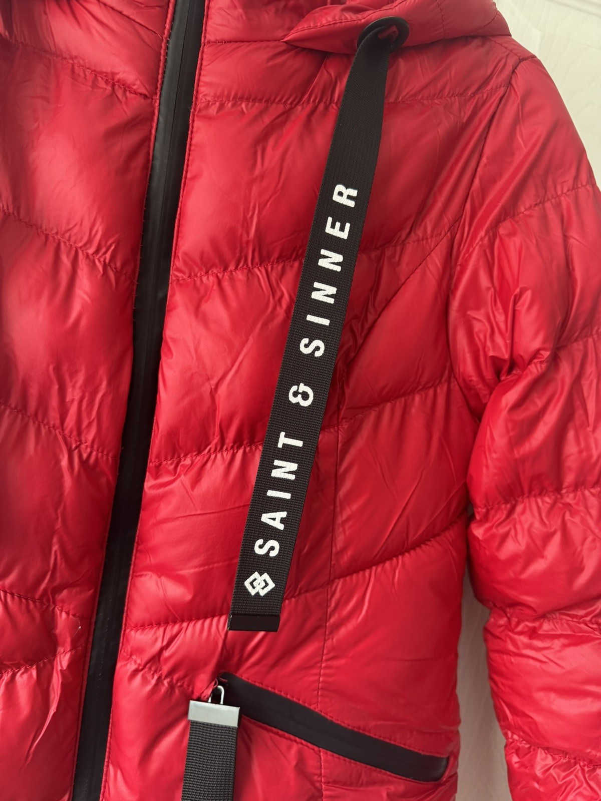 Saint & Sinner Red Puffer Jacket Size Uk 10 New Without Tags Women’s Clothing