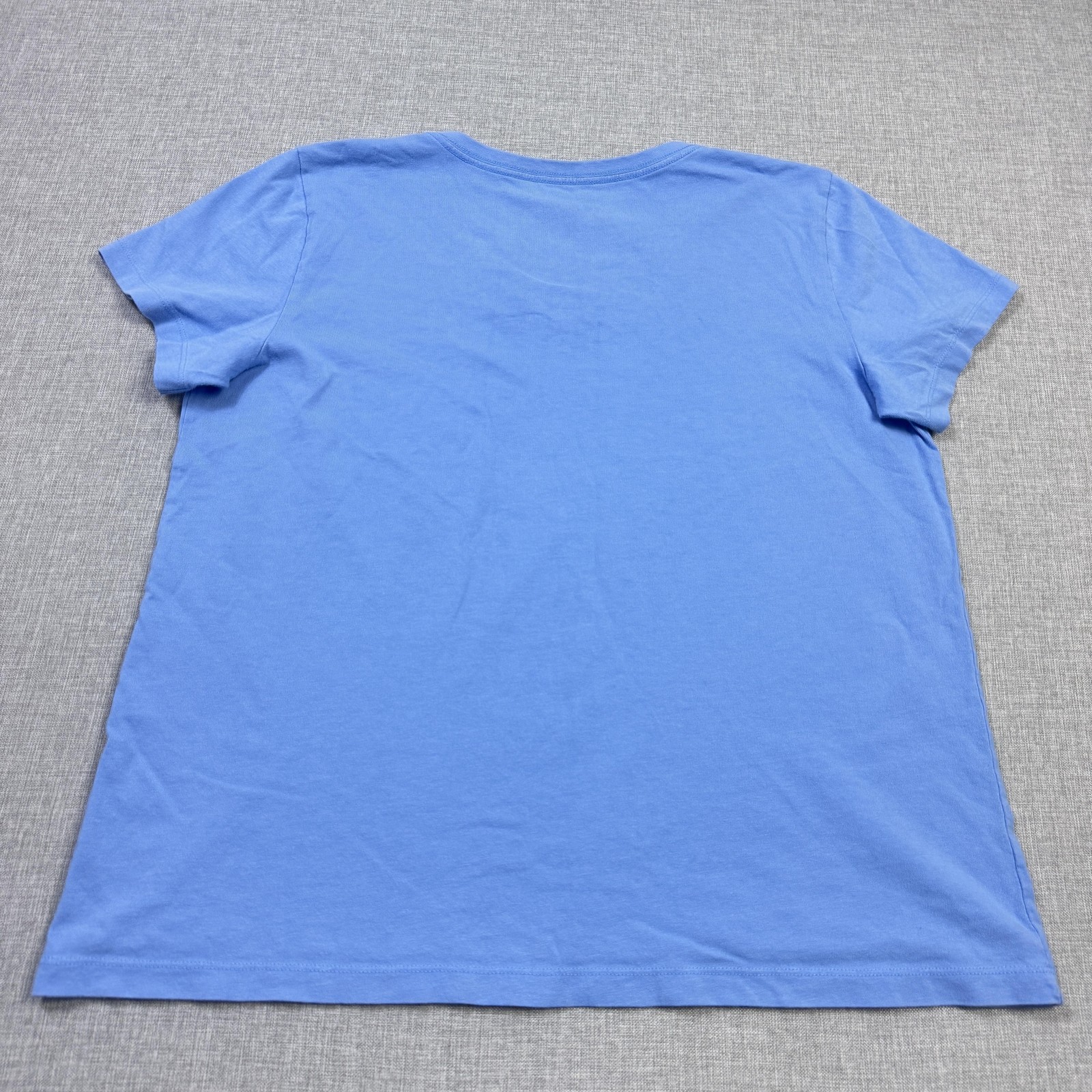 Life Is Good Womens Large Blue V-Neck Floral T-Shirt Cotton Tagless Relaxed Fit