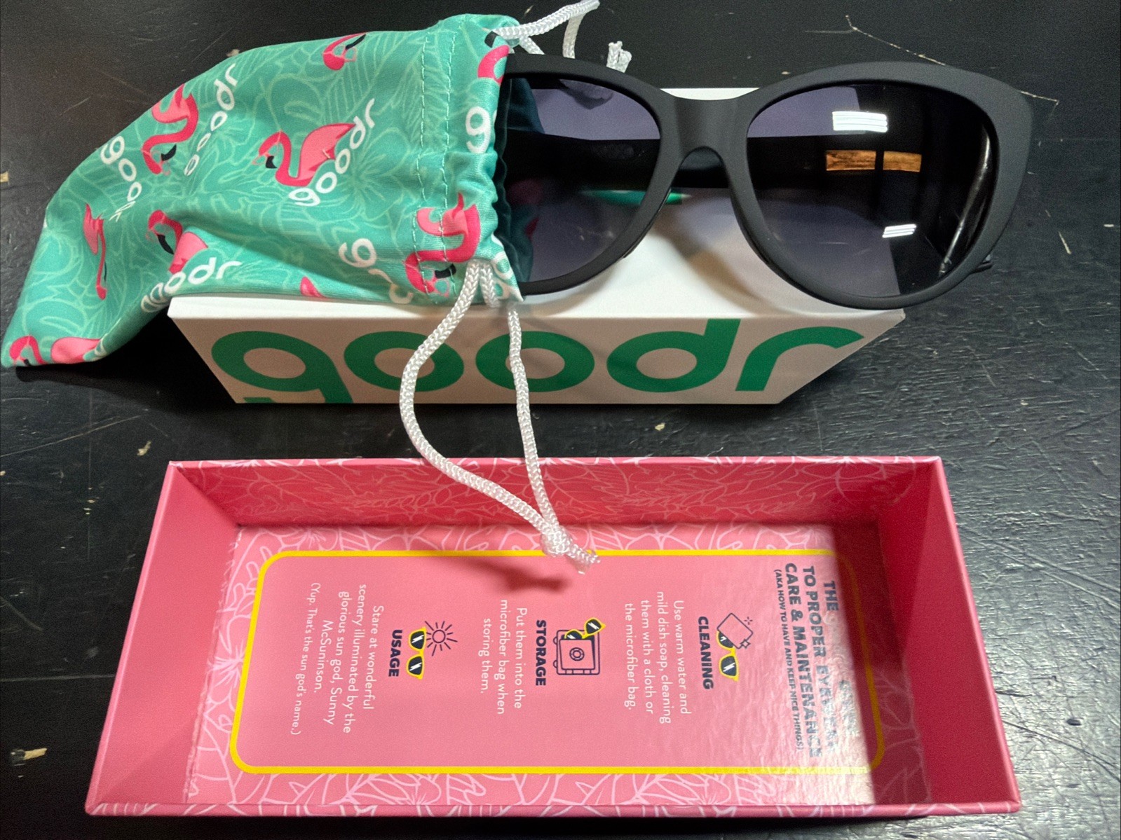 Goodr “It’s Noir, Darling” Matte Black Cat Eye Sunglasses