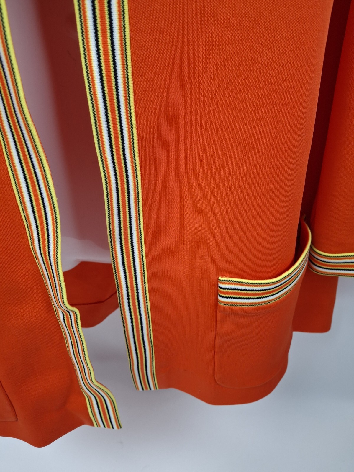 Vintage Act III Tunic Shracket Orange Stretch Open Front L USA Retro Mod 60s 70s