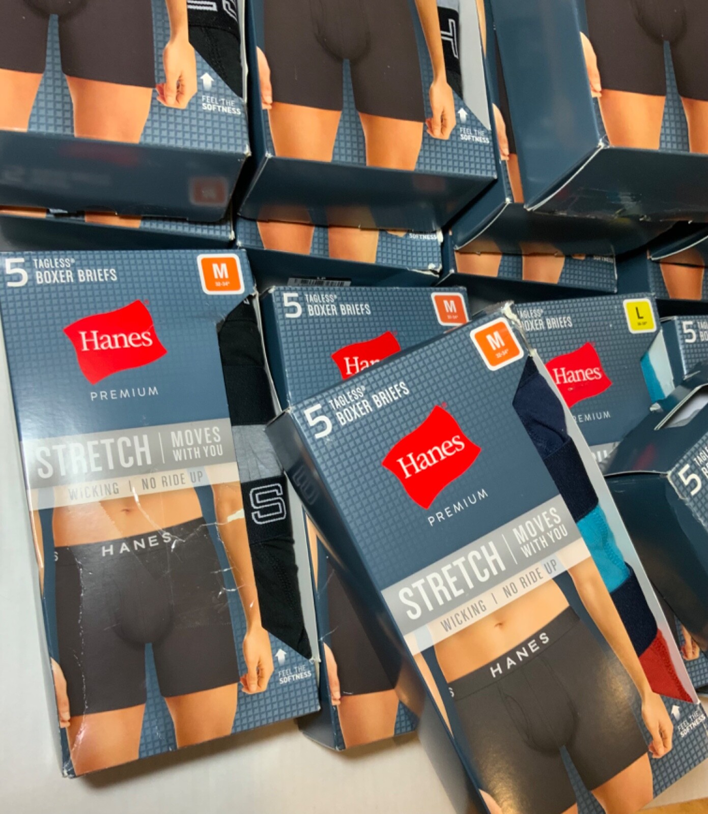 Hanes Premium Stretch Tagless Boxer Briefs Fresh IQ wicking no ride up / Variety