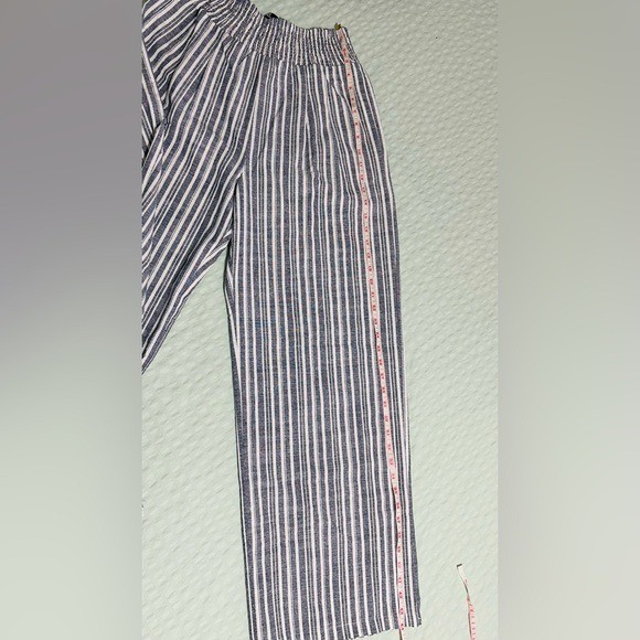 NWT Lulus Blue And White Striped Cotton Linen Wide-leg Pants – Size M