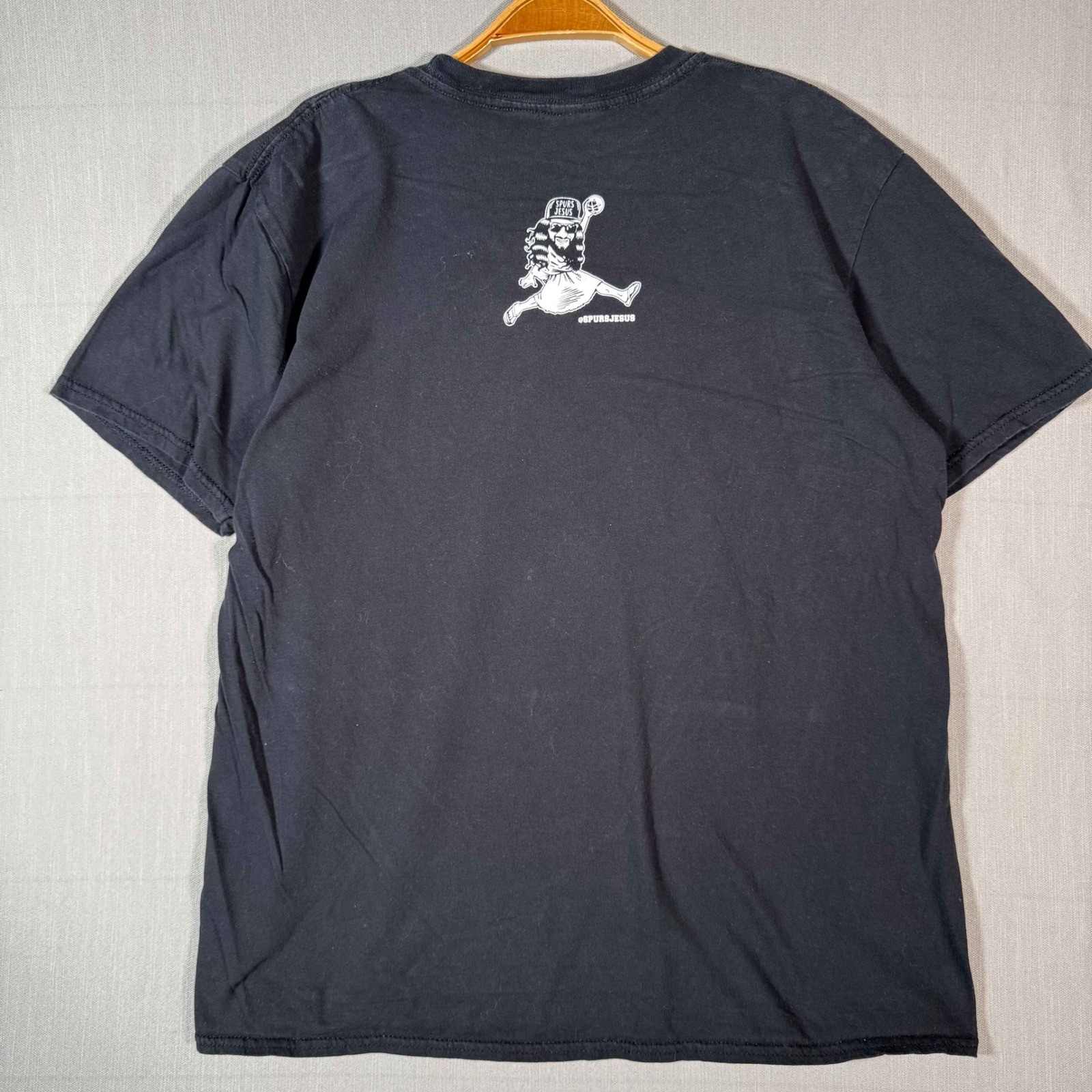 Spurs Jesus San Antonio Basketball Graphic Tee Black Puro San Antonio Mens L