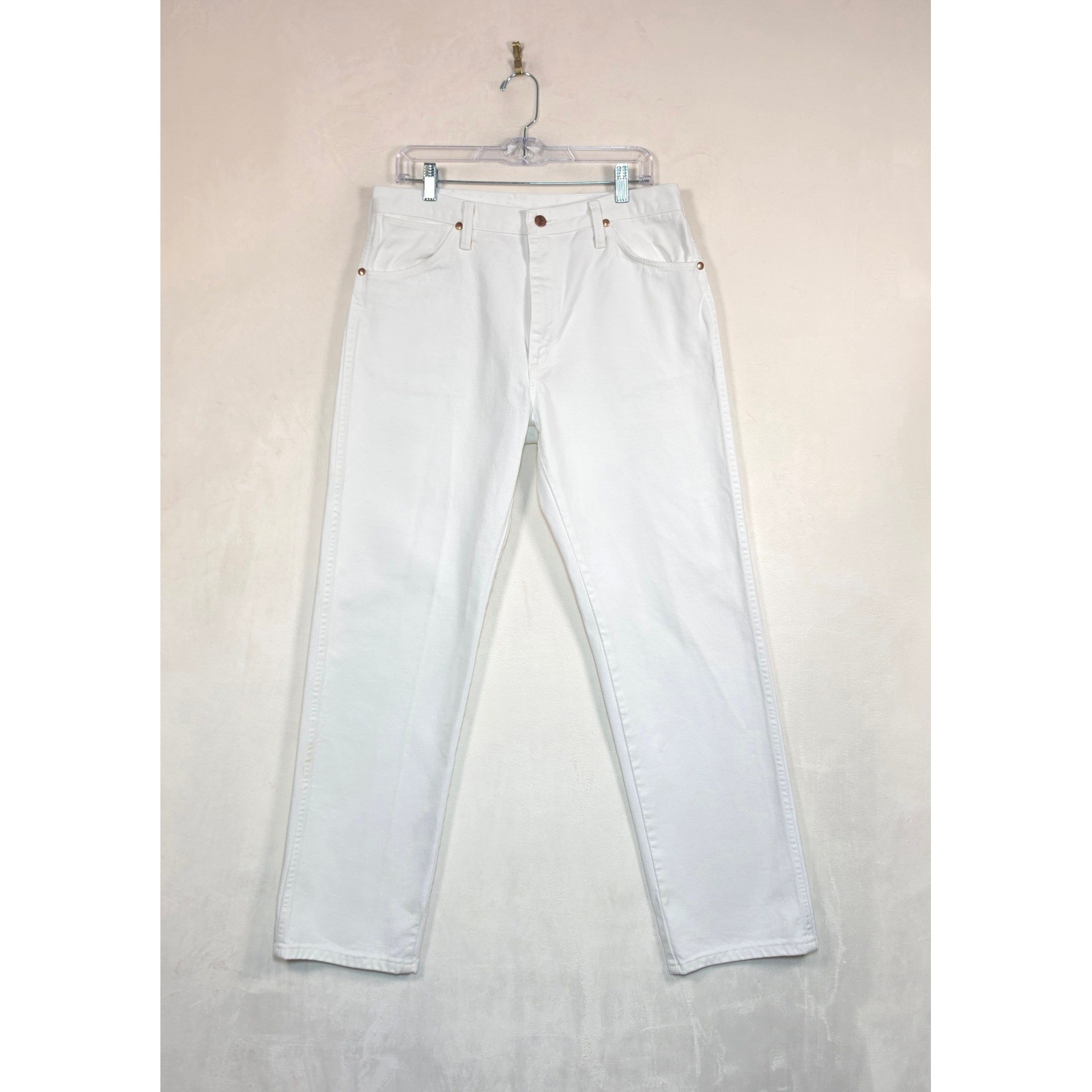 Vintage Wrangler Cowboy Cut Jeans Mens 33×32 White Denim Minimalist Western