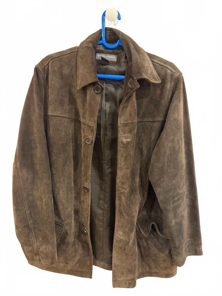 Vintage Banana Republic Dark Brown Lined Heavy Suede Leather Jacket Men’s Small