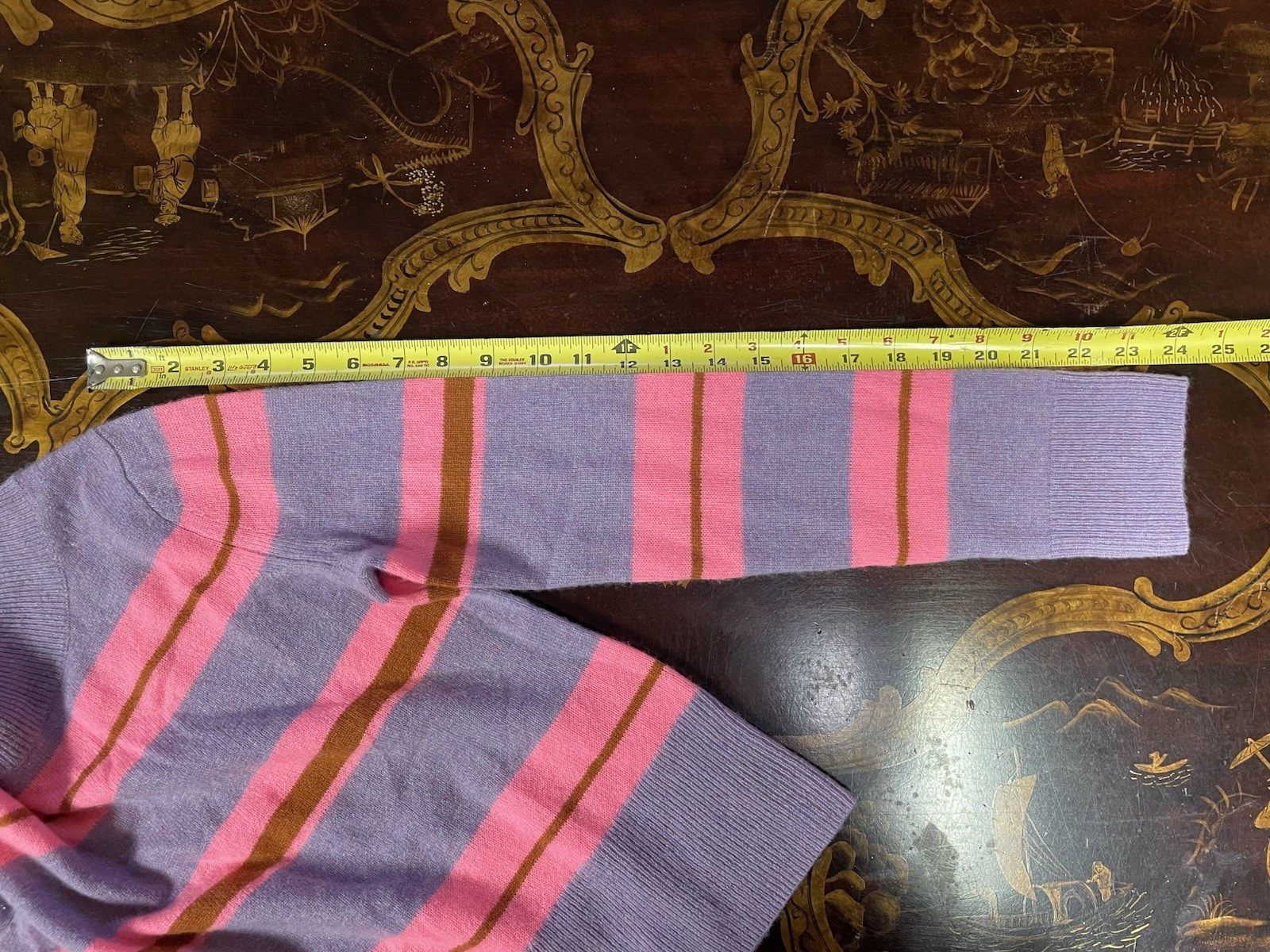 Lisa Todd Cashmere Earn Your Stripes Purple Pink Oversized Crop Sweater Prep XS