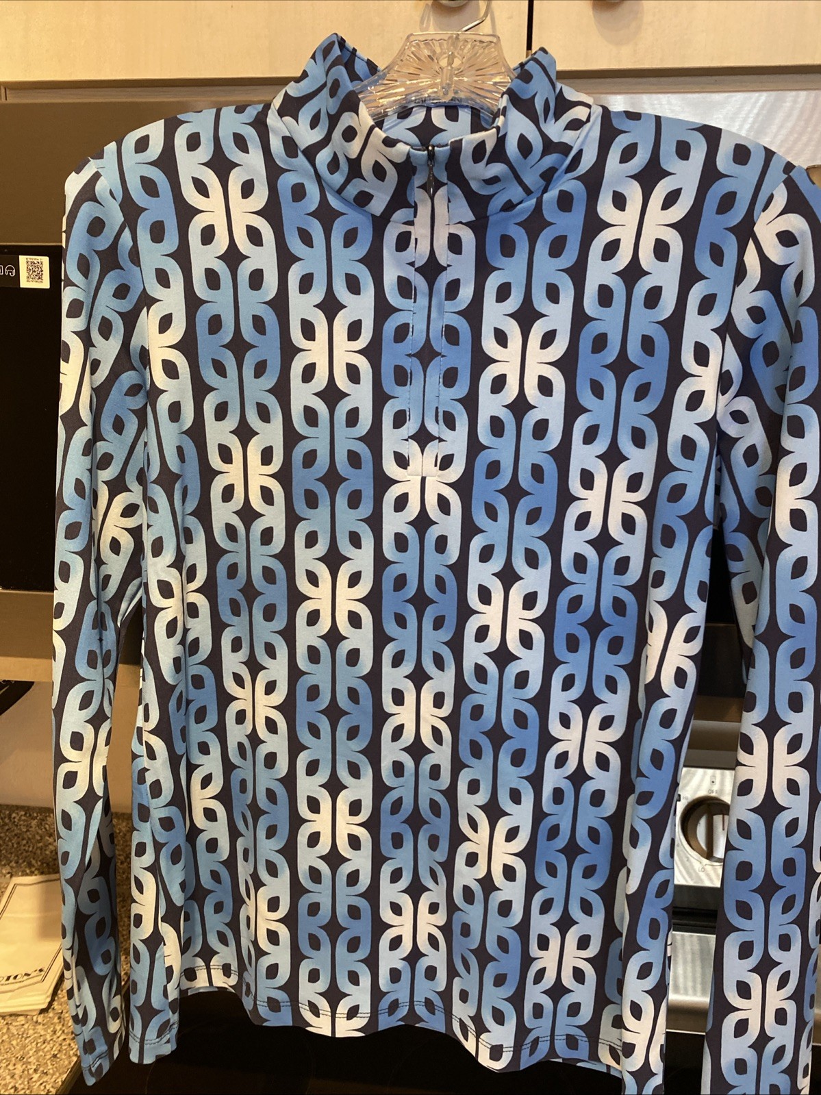 j McLaughlin Bedford Blue & Black 1/2 Zip Top Size: Medium Women