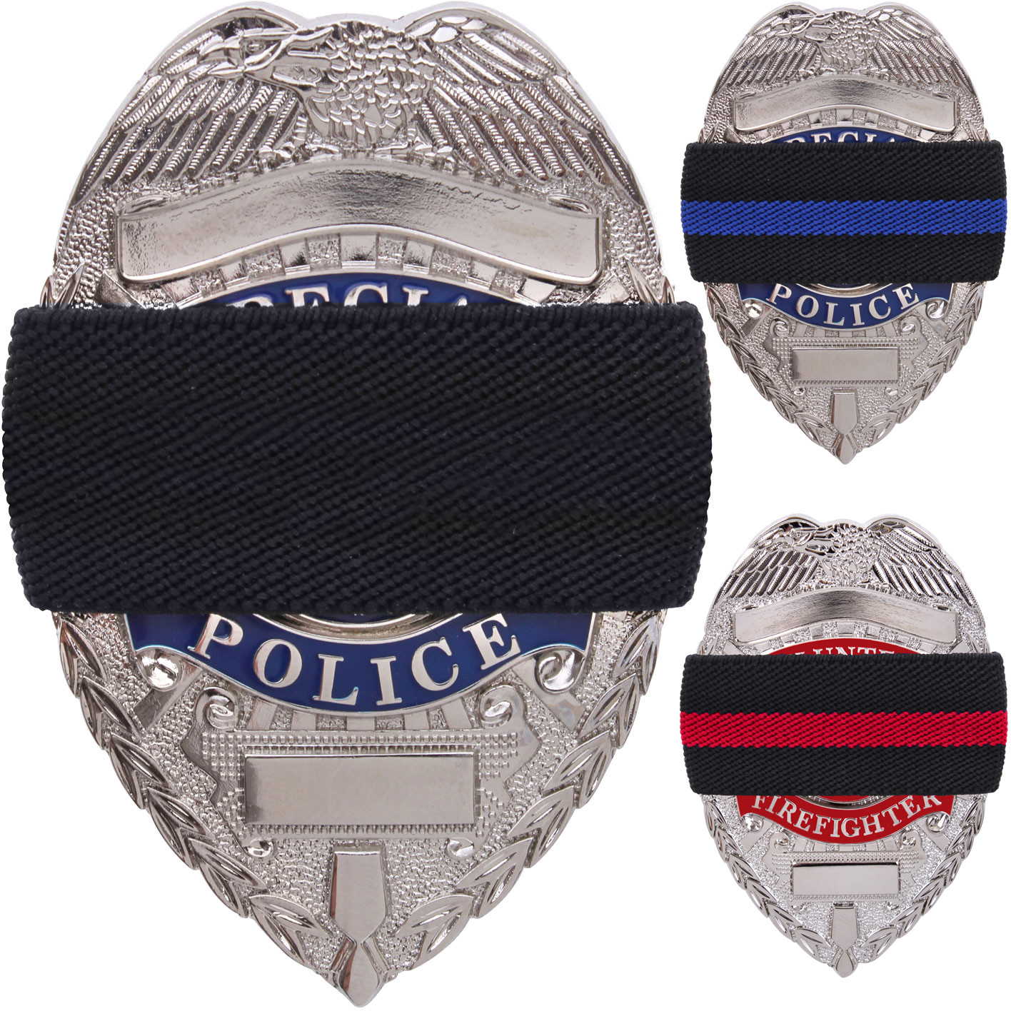 Mourning Band Elastic Stretch Shield Memorial Honor Respect Police Badge Cover