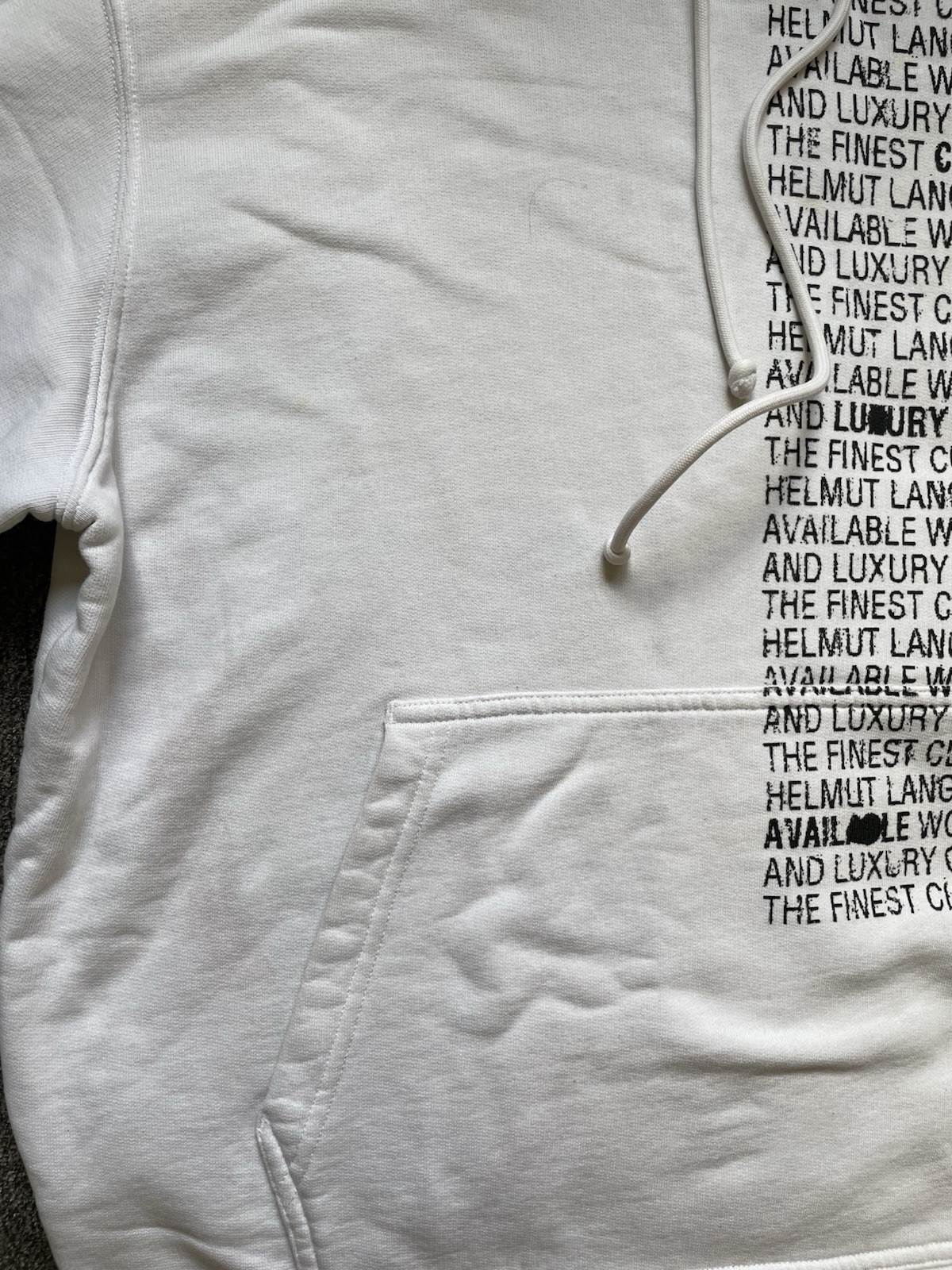 Helmut Lang Hoodie Mens Medium White French Terry Pullover, Check Description!